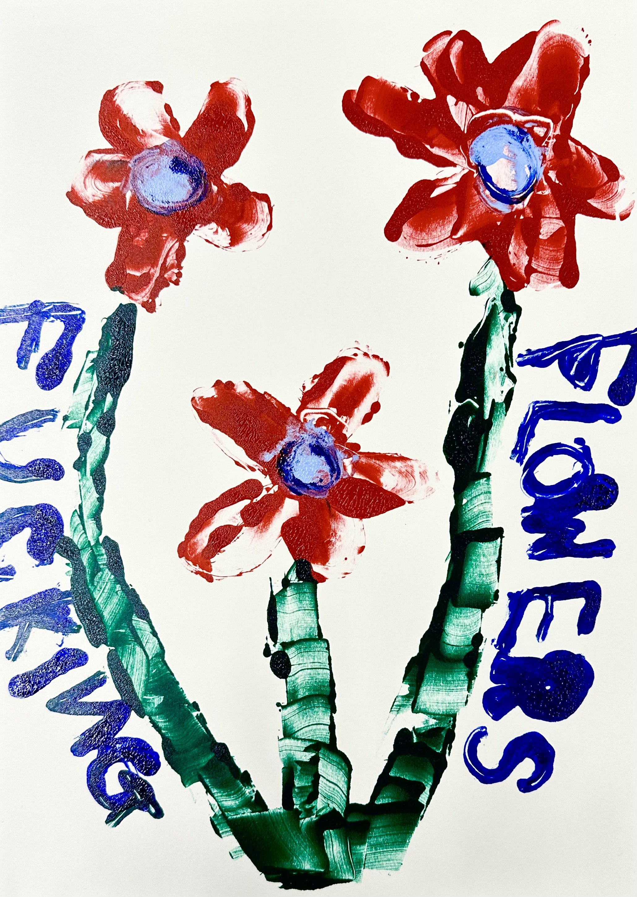 FUCKING FLOWERS, 29 x 42 cm, monoprint