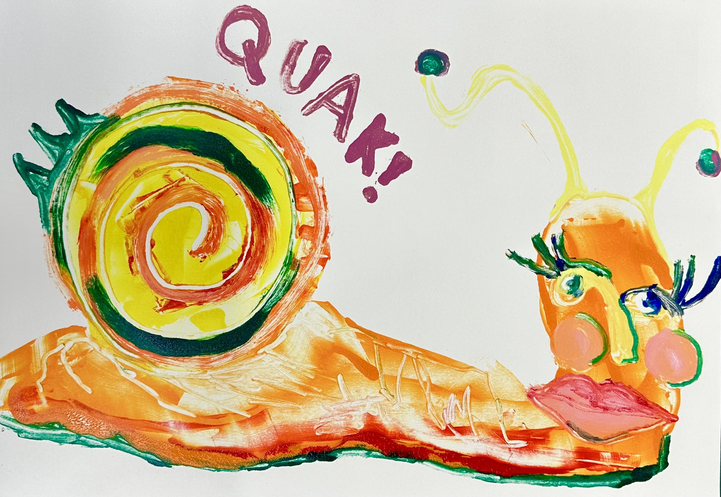 When a snail goes quack, 42 x 29 cm, monoprint