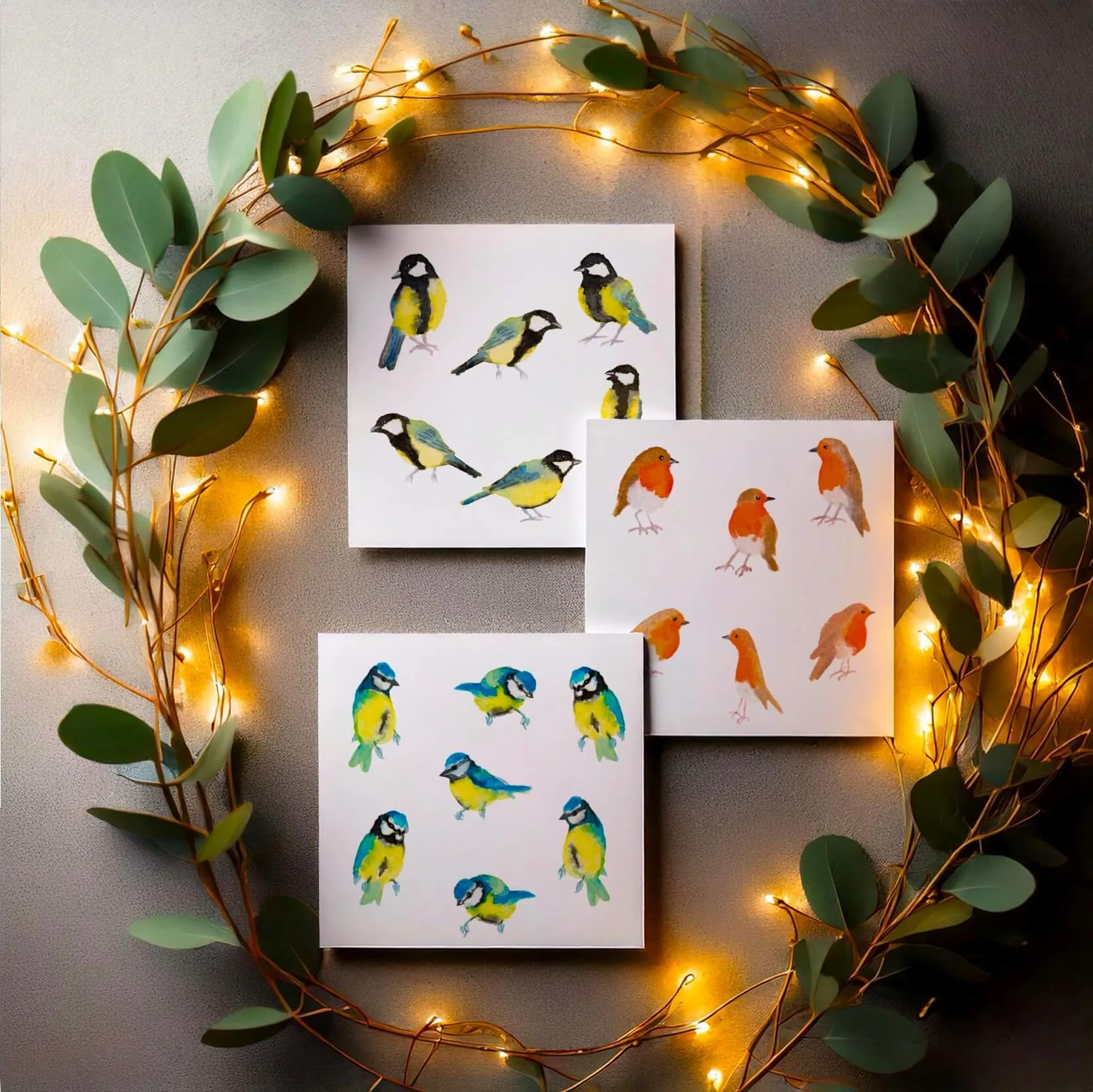 Les oiseaux de nos jardins - Lot de 3 cartes de voeux
