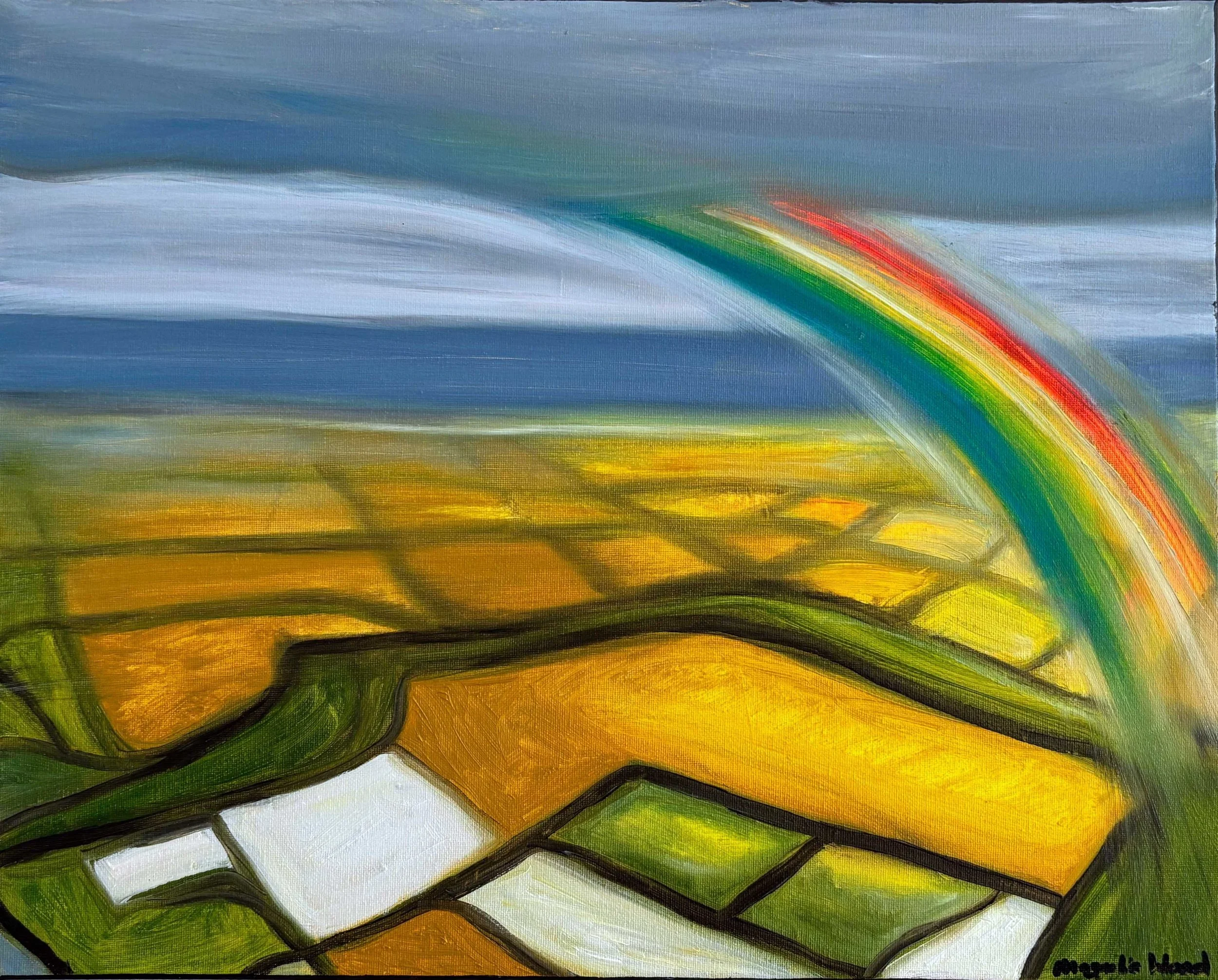 Mixed weather makes rainbows | Passing moments 5/7, 2025. Oil and acrylics on canvas - 50 x 40 x 1.8 cm. (For inquiries click image)