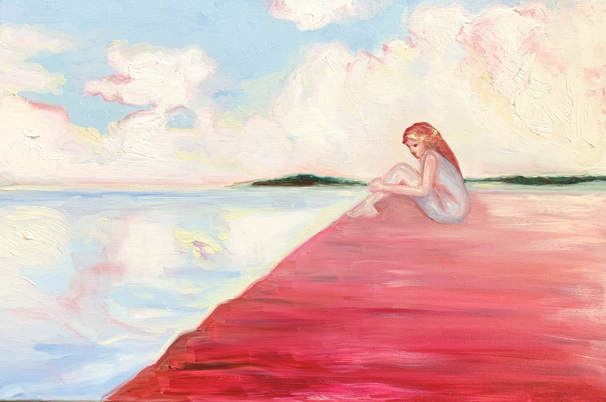 A moment alone, 2024. Oil on canvas - 40 x 60 x 1.8 cm. Private collection.