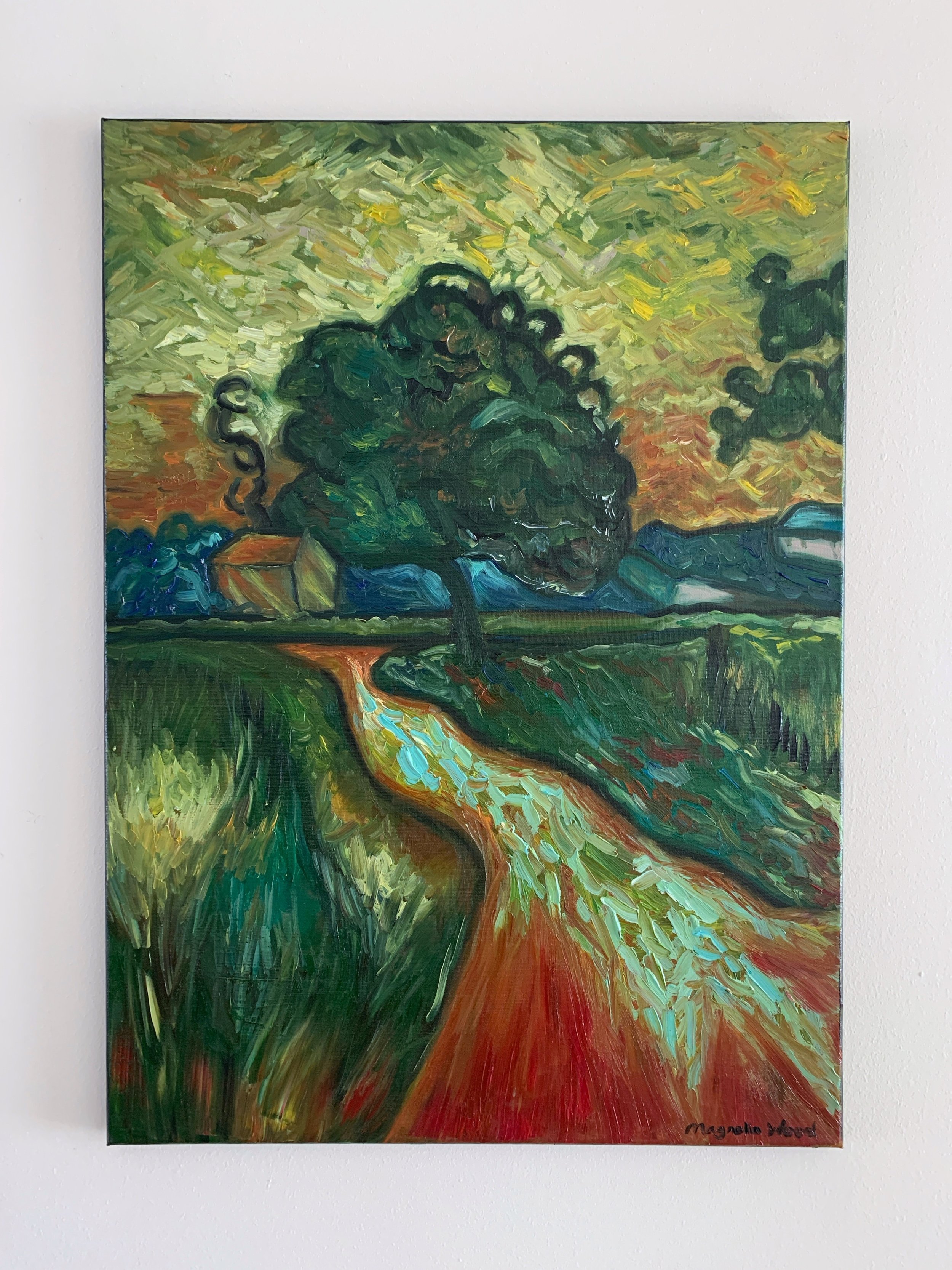 A fragment of landscape at twilight - Van Gogh inspired painting, 2025. Oil on canvas - 50 x 70 x 2 cm. (For inquiries click image)
