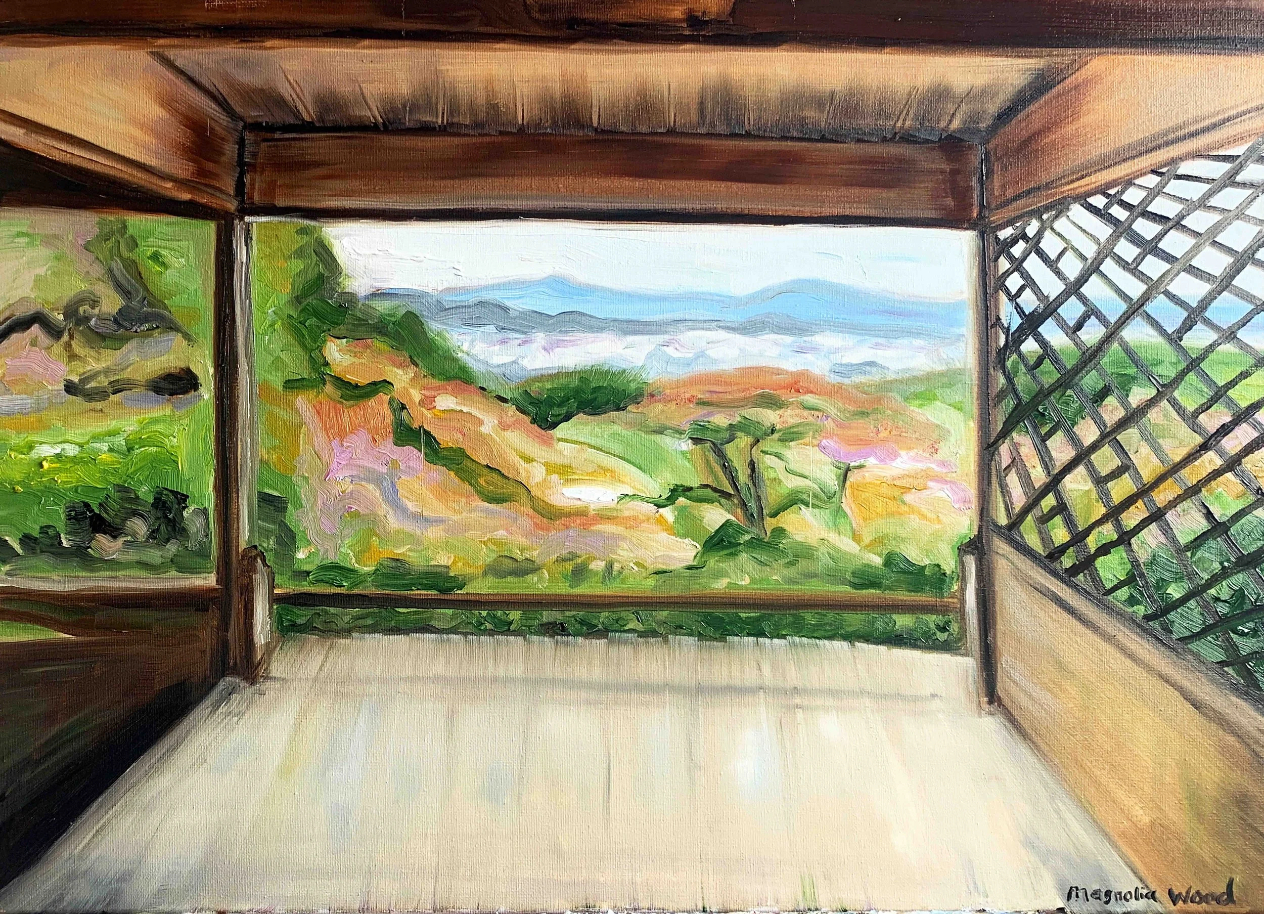 Silent movie garden view | | Japan 2/5, 2025. Oil on canvas - 70 x 50 x 2 cm (For inquiries click image)