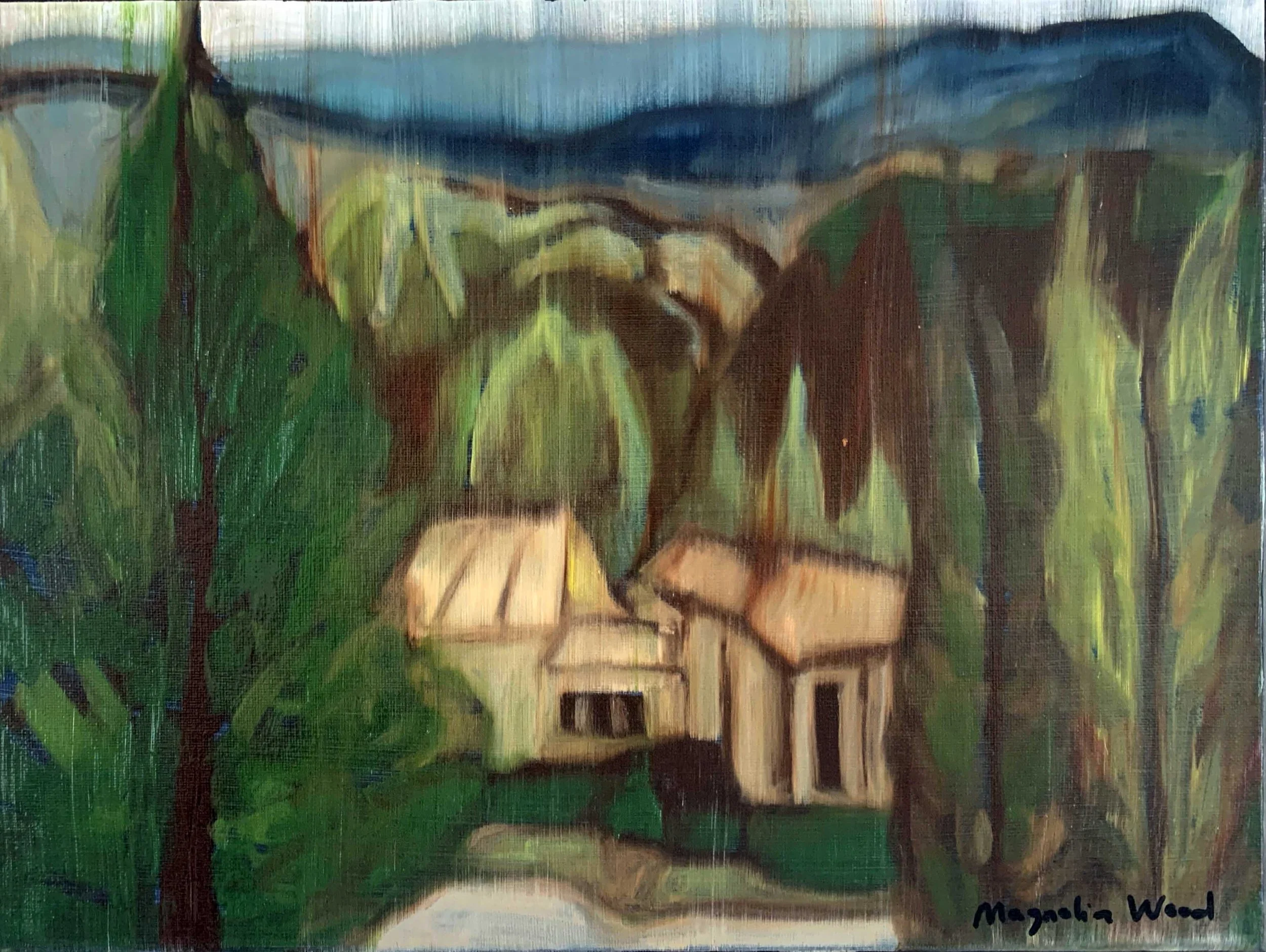 Into the woods 3/3, 2025. Oil and acrylic on canvas - 40 x 30 x 1.8 cm. (For inquiries click image)