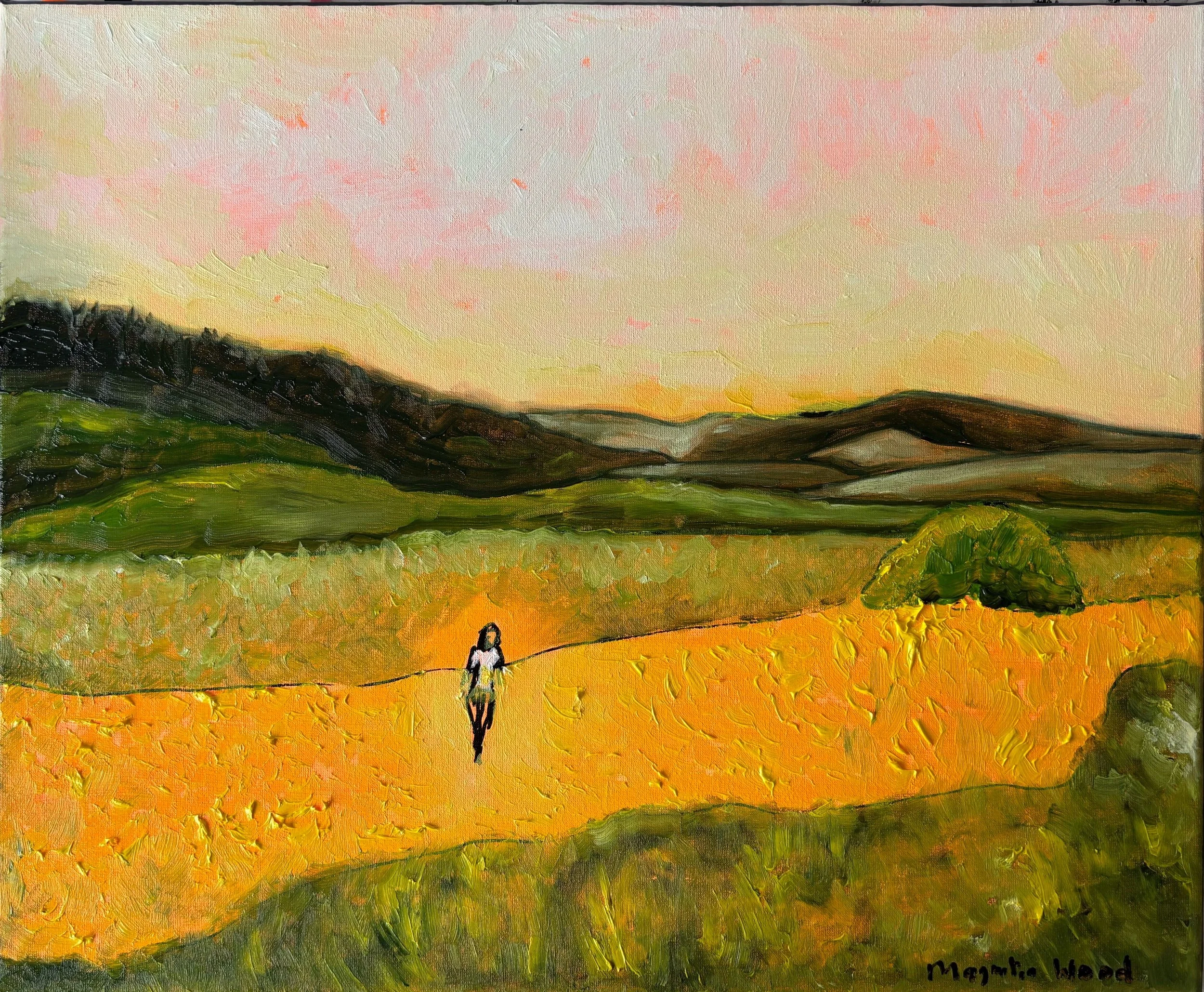 I paint the town yellow, Oil, acrylic & marker on canvas, 50 x 40 x 2 cm, 2025. (For inquiries click on image)
