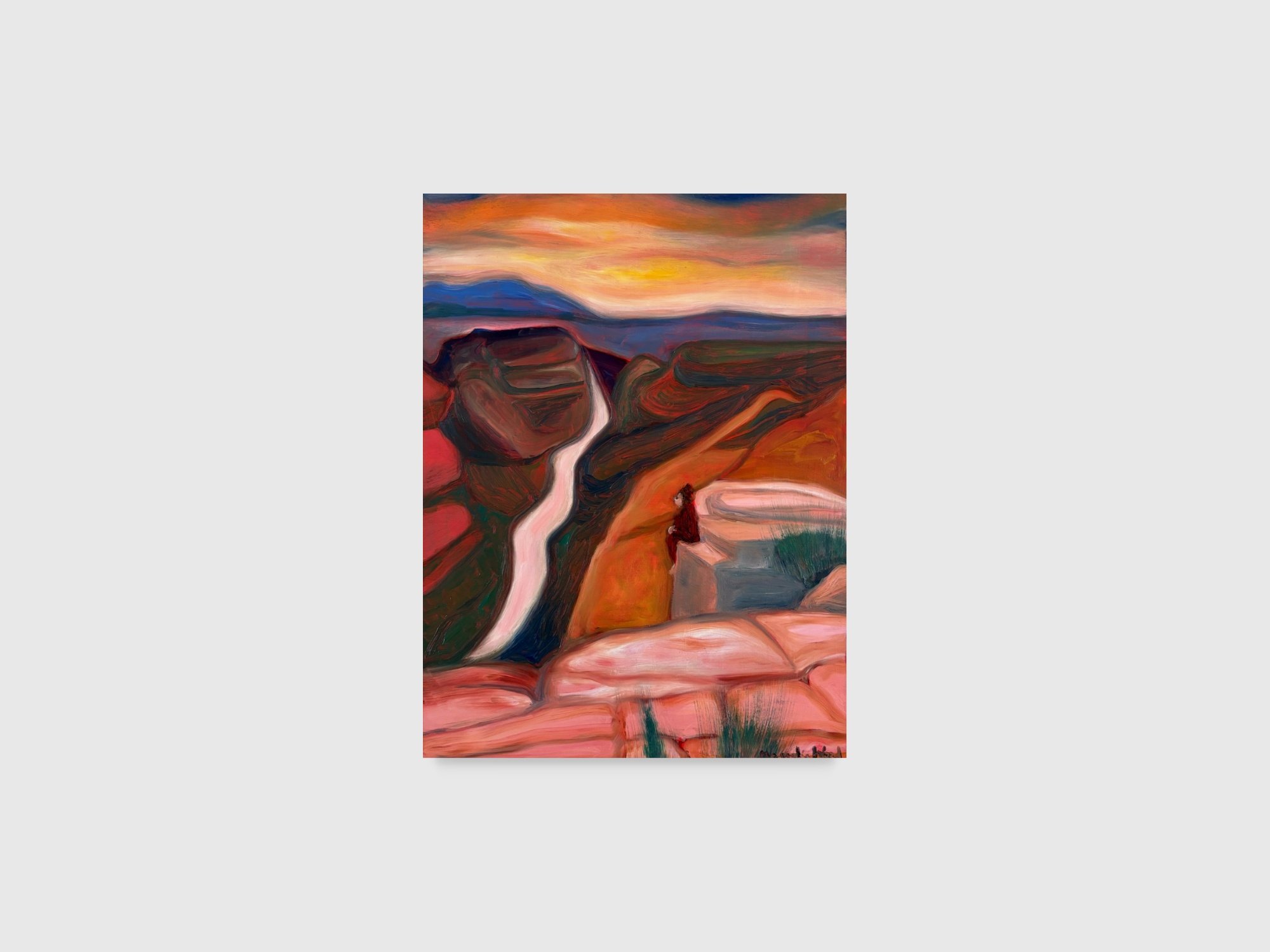 Sitting on the rocks (after David Hockney), 2025. Oil on wood — 40 x 60 x 2 cm
