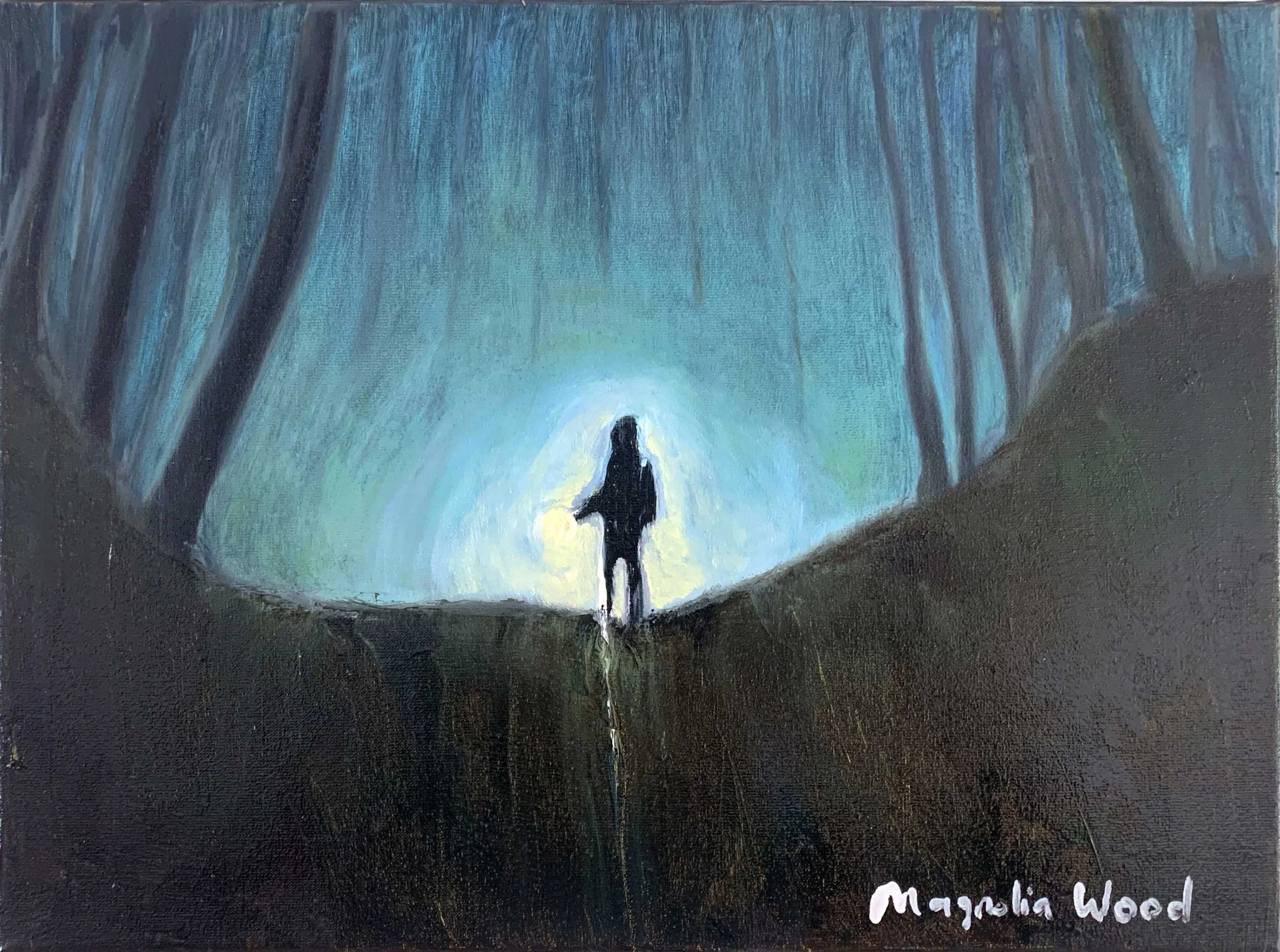 Making it out of the woods 3/3, 2025. Acrylic and oil on canvas - 40 x 30 x 2 cm. (For inquires click image)