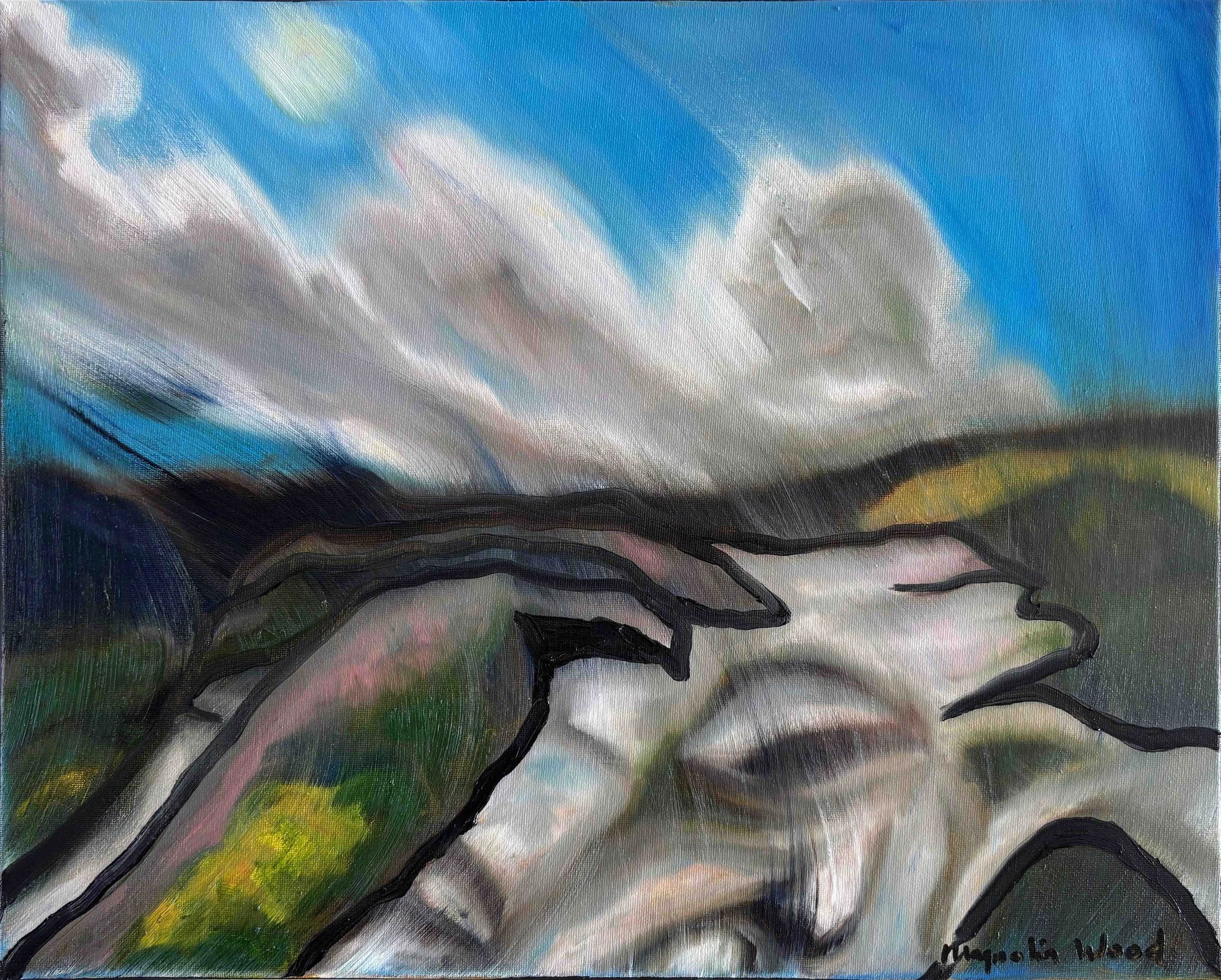 The rugged path is still lit | Passing moments 2/7, 2025. Oil and acrylics on canvas - 50 x 40 x 1.8 cm. (For inquiries click image)