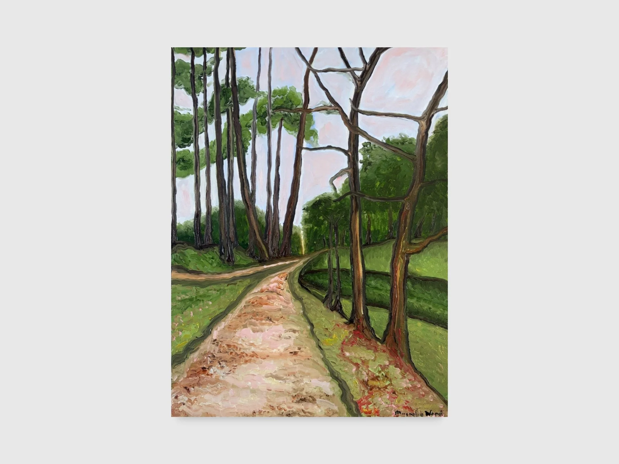 Where I met the mother and baby deer, 2025. Oil and acrylic on canvas — 60 x 80 x 2 cm
