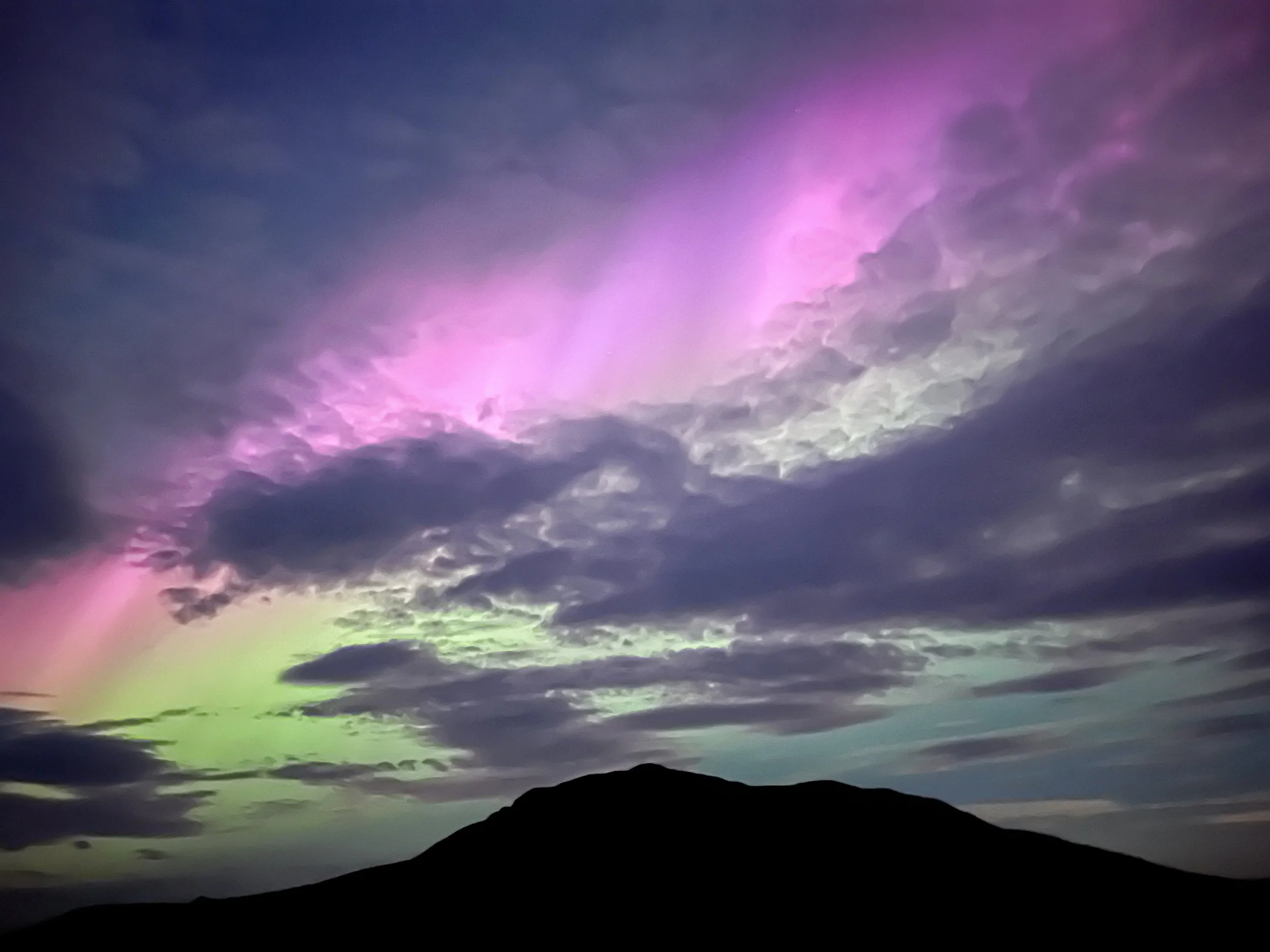The Northern Lights, looking south from Ben Vrackie