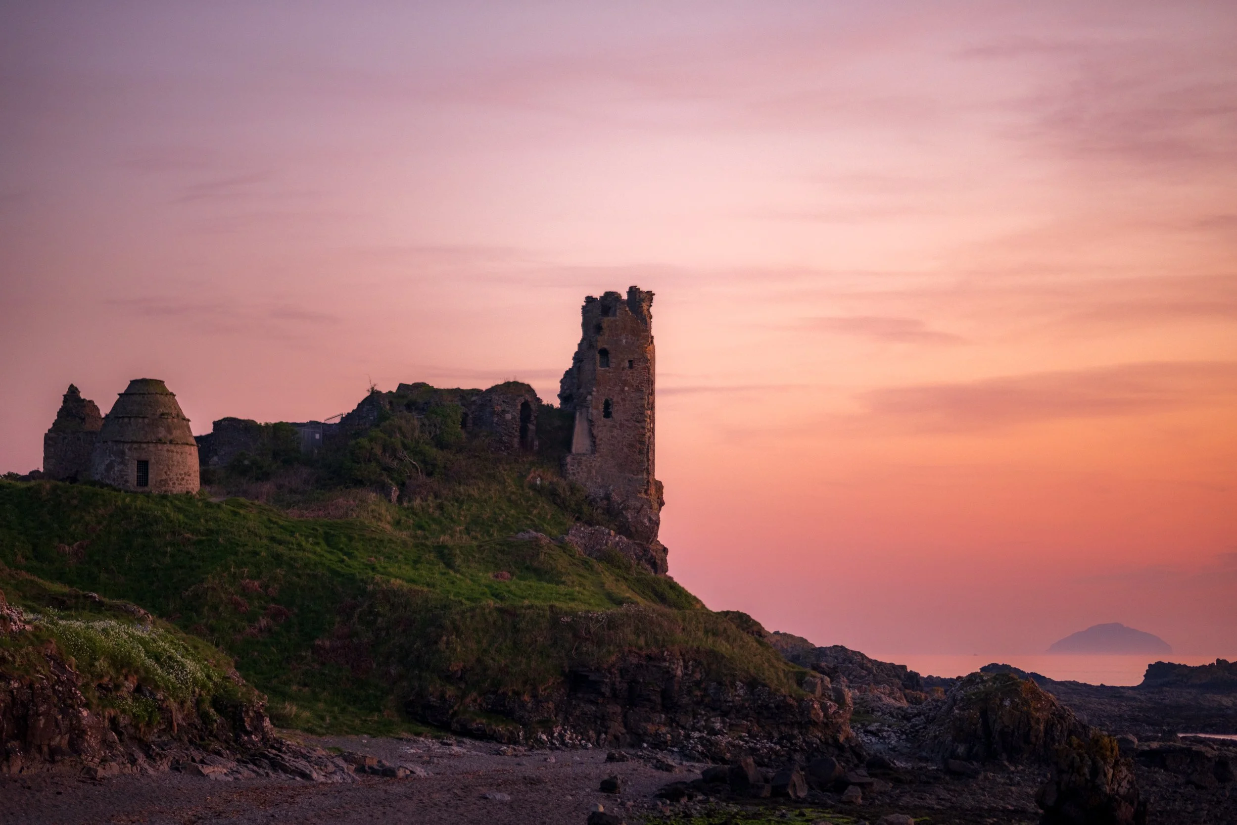 Dunure Castle and Ailsa Craig, Ayrshire