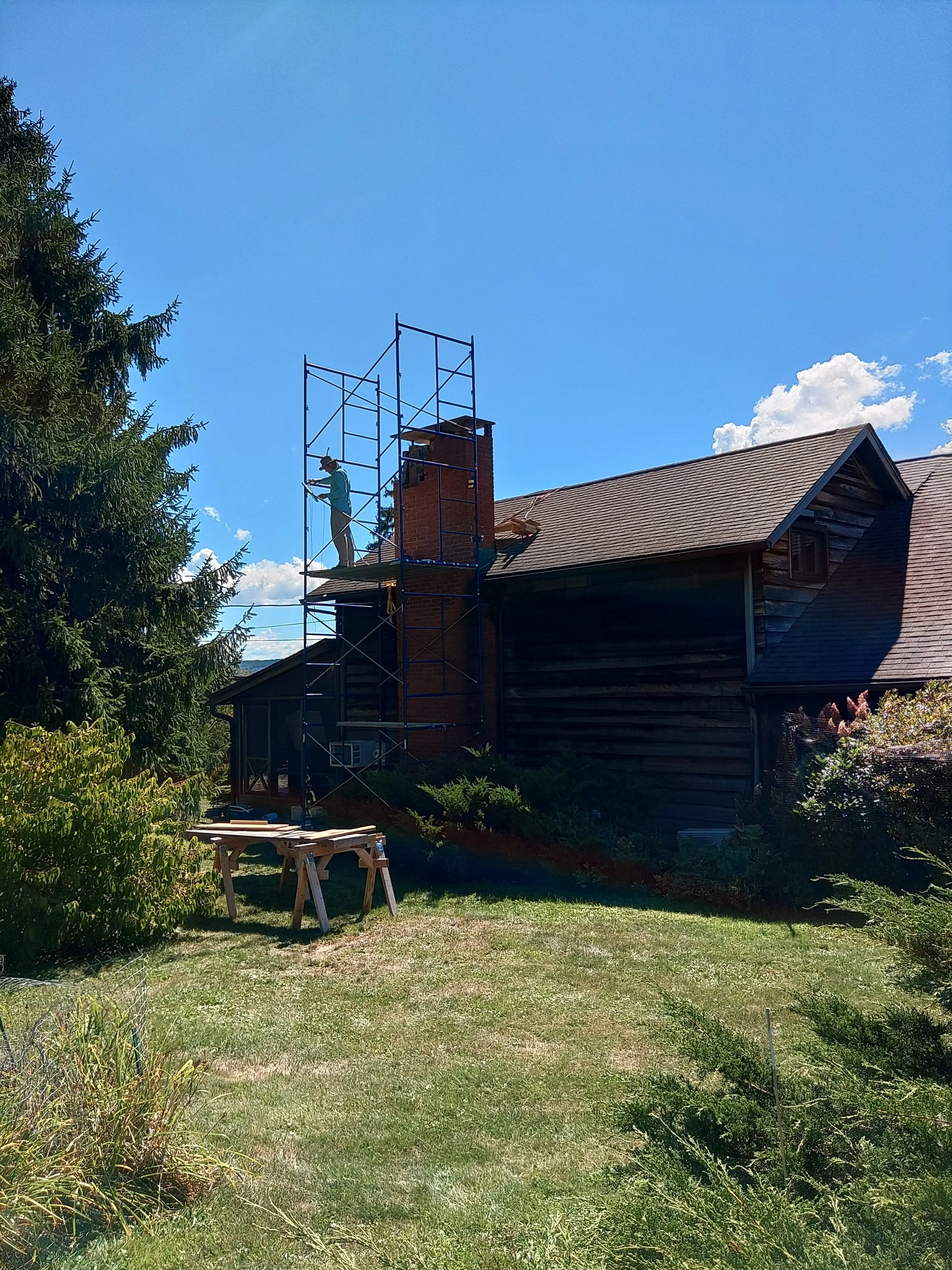 Chimney under construction.