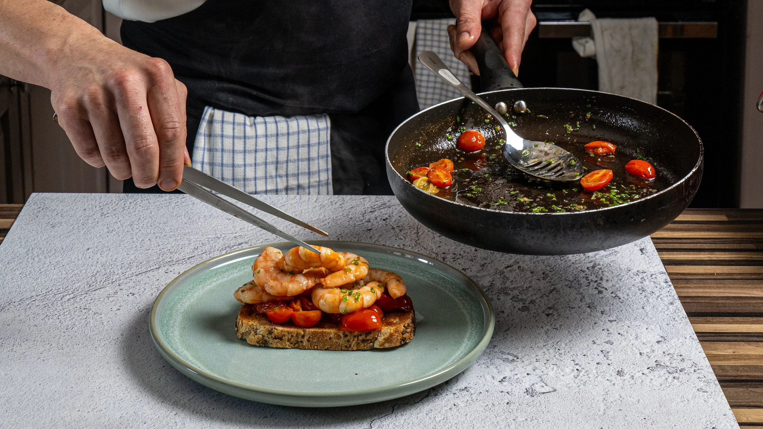 Professional Italian food photography capturing a beautifully presented dish being served, highlighting the quality, presentation and detail of Italian cuisine. Commercial food photography for private chefs, Italian restaurants, hotels and hospitalit