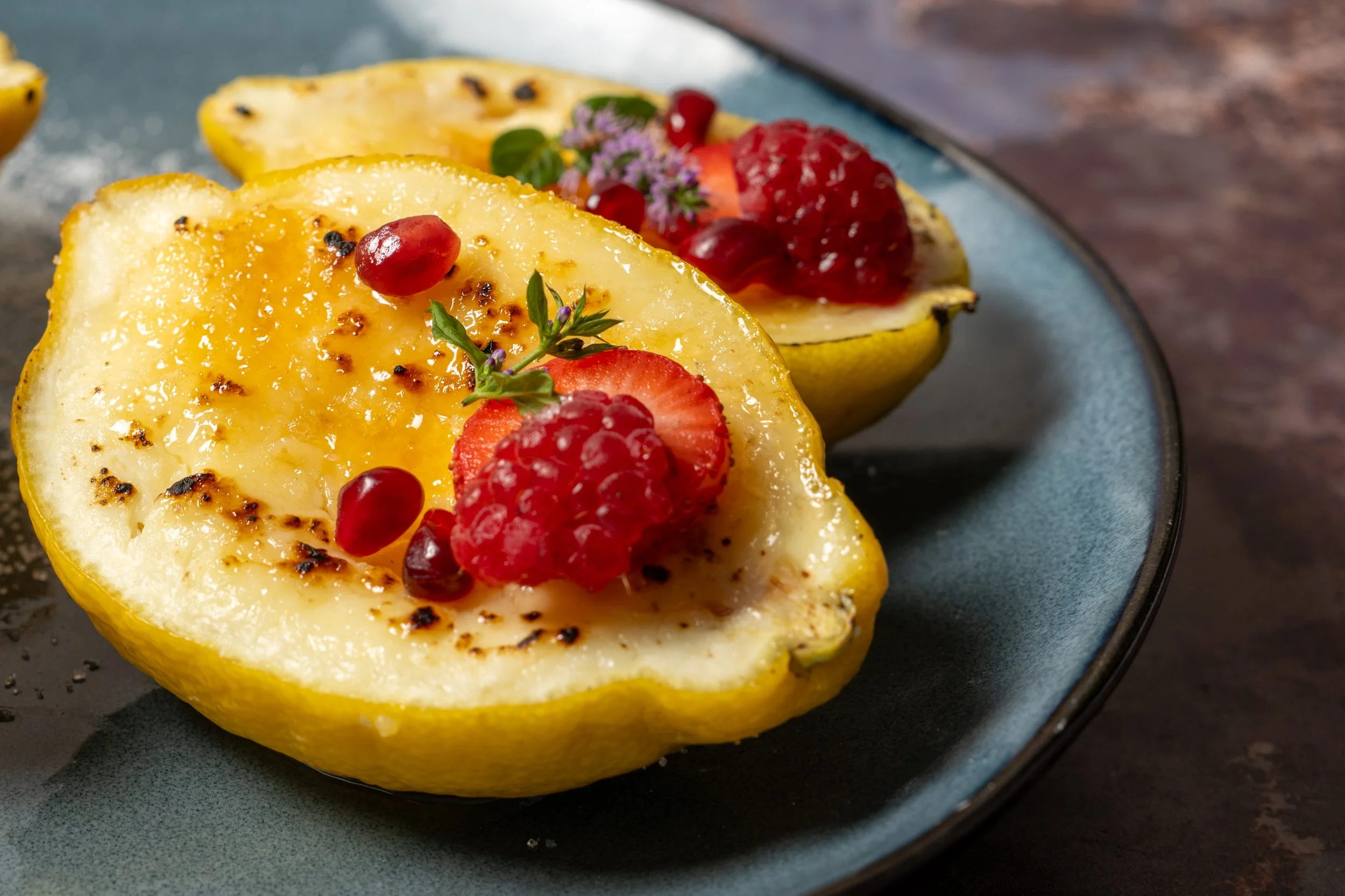 High-end commercial food photography of a beautifully presented English dish, highlighting the quality, texture and presentation of modern British cuisine. Professional food photography for private chefs, restaurants, hospitality businesses, menus, w