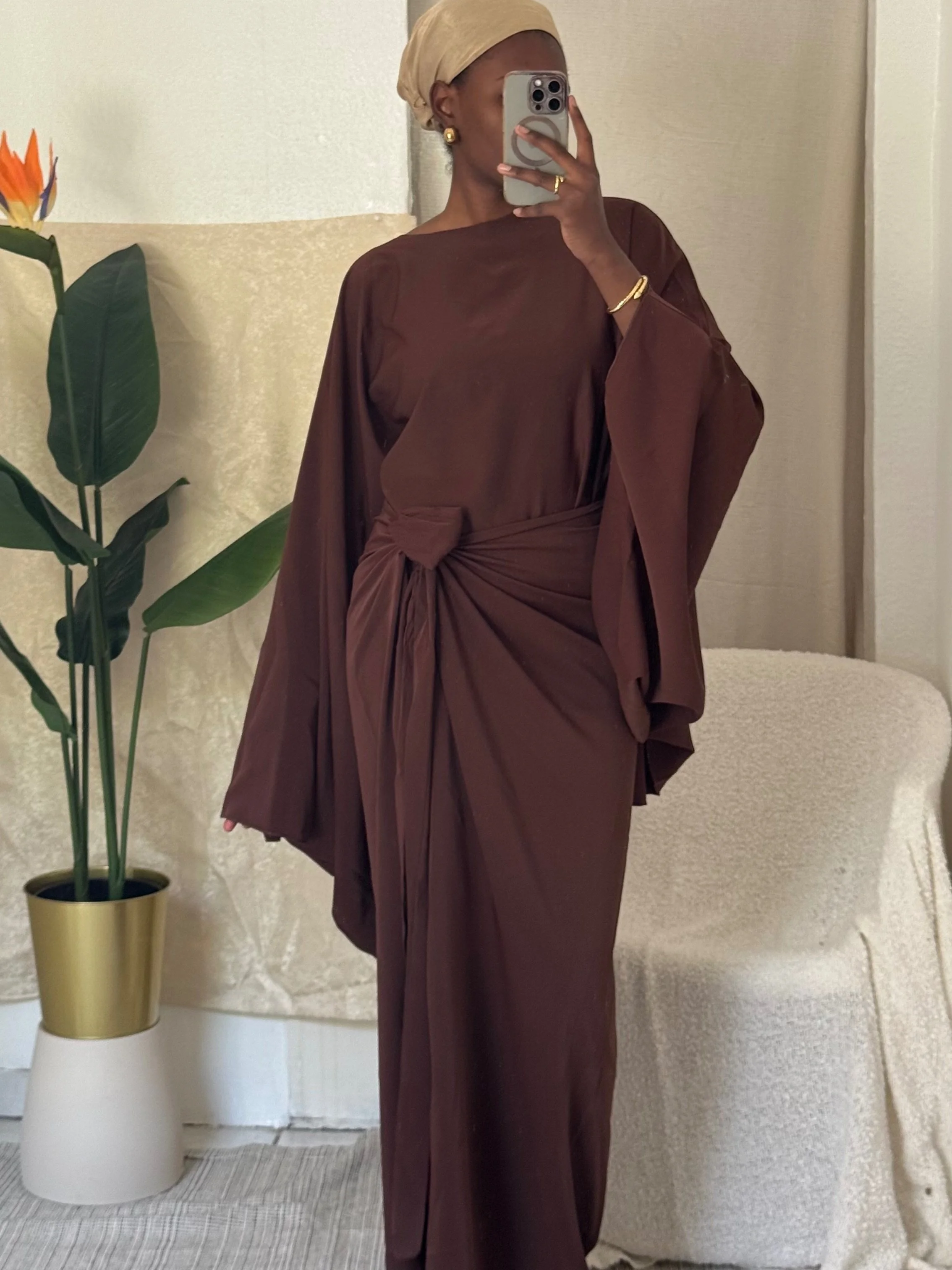 Praya Tie Twinset Dress – Feminines Bindekleid mit Kaftan-Ärmeln in 5 Farben