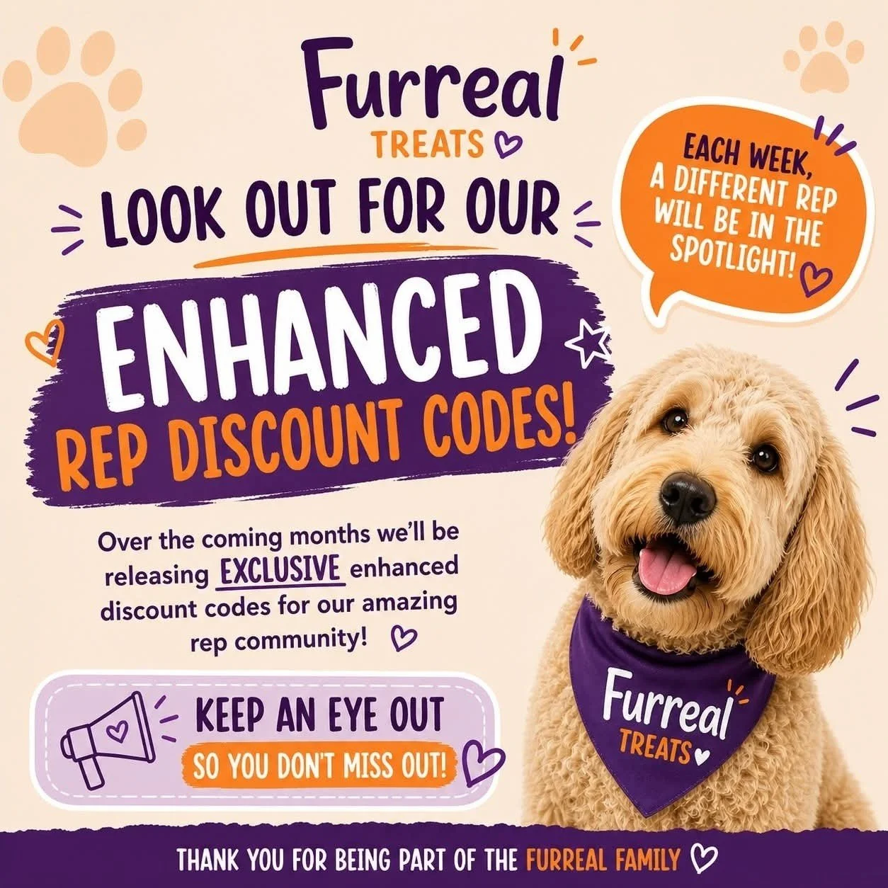 👀 Have you spotted this week&rsquo;s enhanced rep discount code yet?
Each week one of our amazing reps will be in the spotlight with their very own enhanced code for you all to enjoy 🧡💜
If you&rsquo;ve found it, what are you waiting for?! Get your