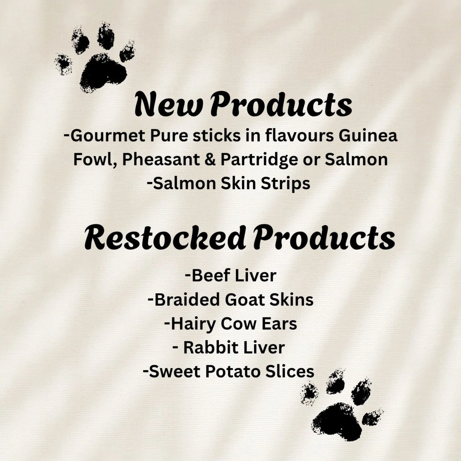 Fresh stock and brand new goodies have landed at Furreal Treats 👀🐾

From gourmet pure sticks in some seriously fancy flavours to the return of your pups&rsquo; favourites&hellip; we&rsquo;ve been busy restocking the treat shelves 😍

What&rsquo;s y