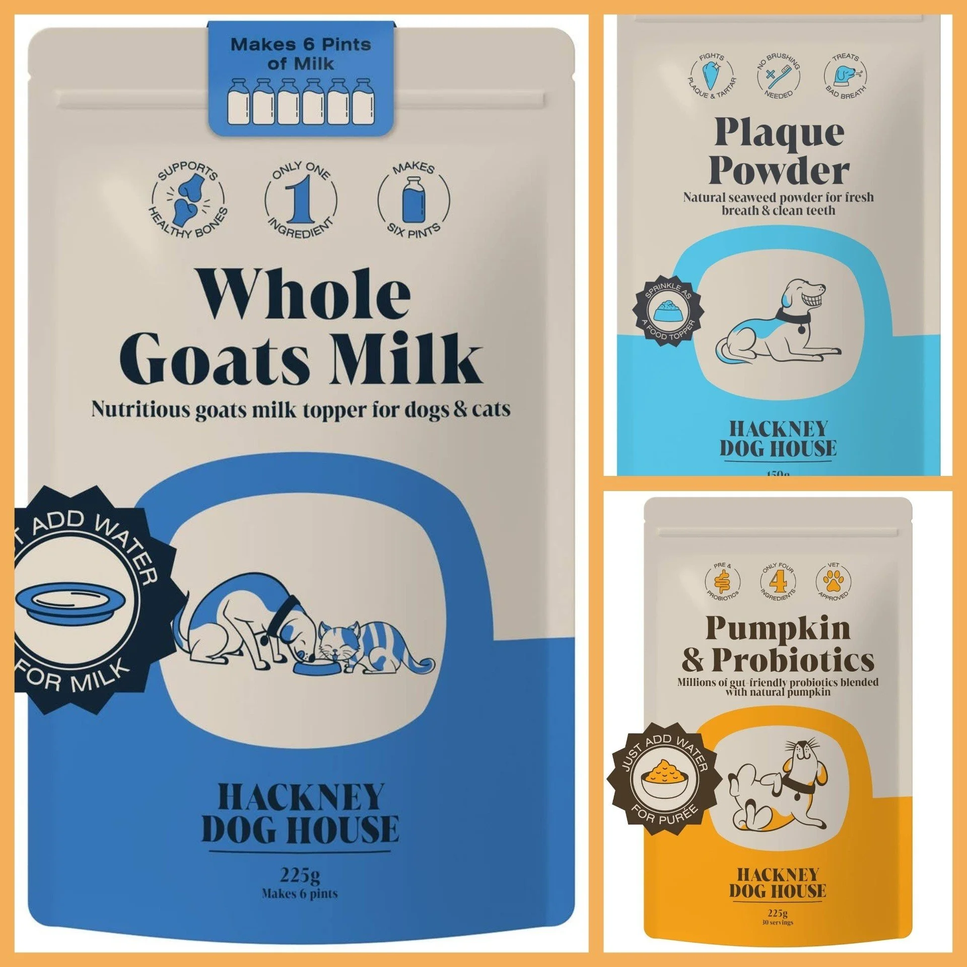 They&rsquo;re back! 🐾

Our Hackney Dog House favourites have officially been restocked 🙌
-Whole Goats Milk
-Plaque Powder
-Pumpkin &amp; Probiotics

Perfect toppers to support happy tummies, healthy teeth and tasty mealtimes 😋

#DogTreats #Natural