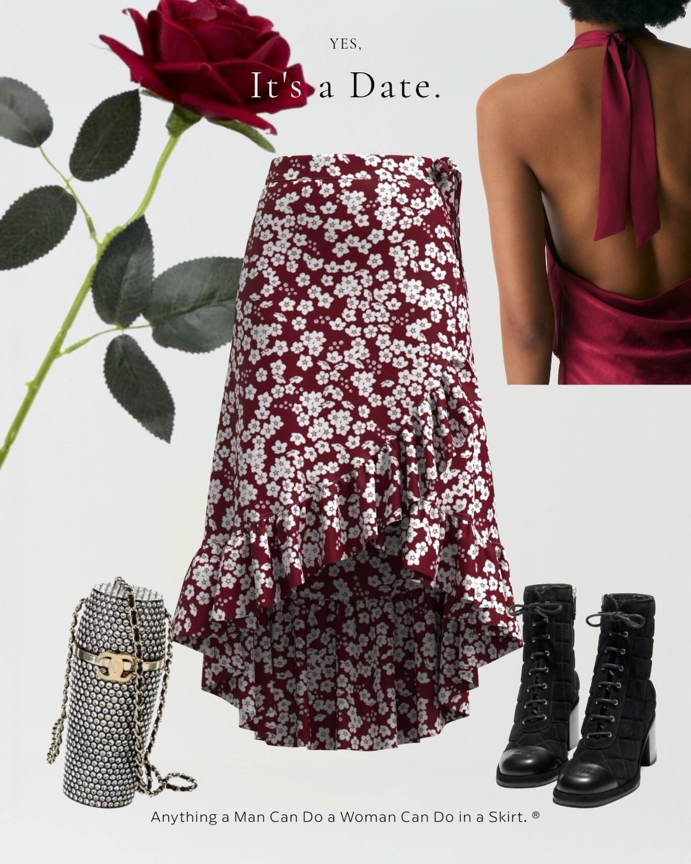 An outfit that says, &ldquo;Yes, it&rsquo;s a date.&rdquo; ❤️

Pre-order our Forget-Me-Not Wrap Skirt in Red Wine now (link in bio). 

#thatsawrap💃