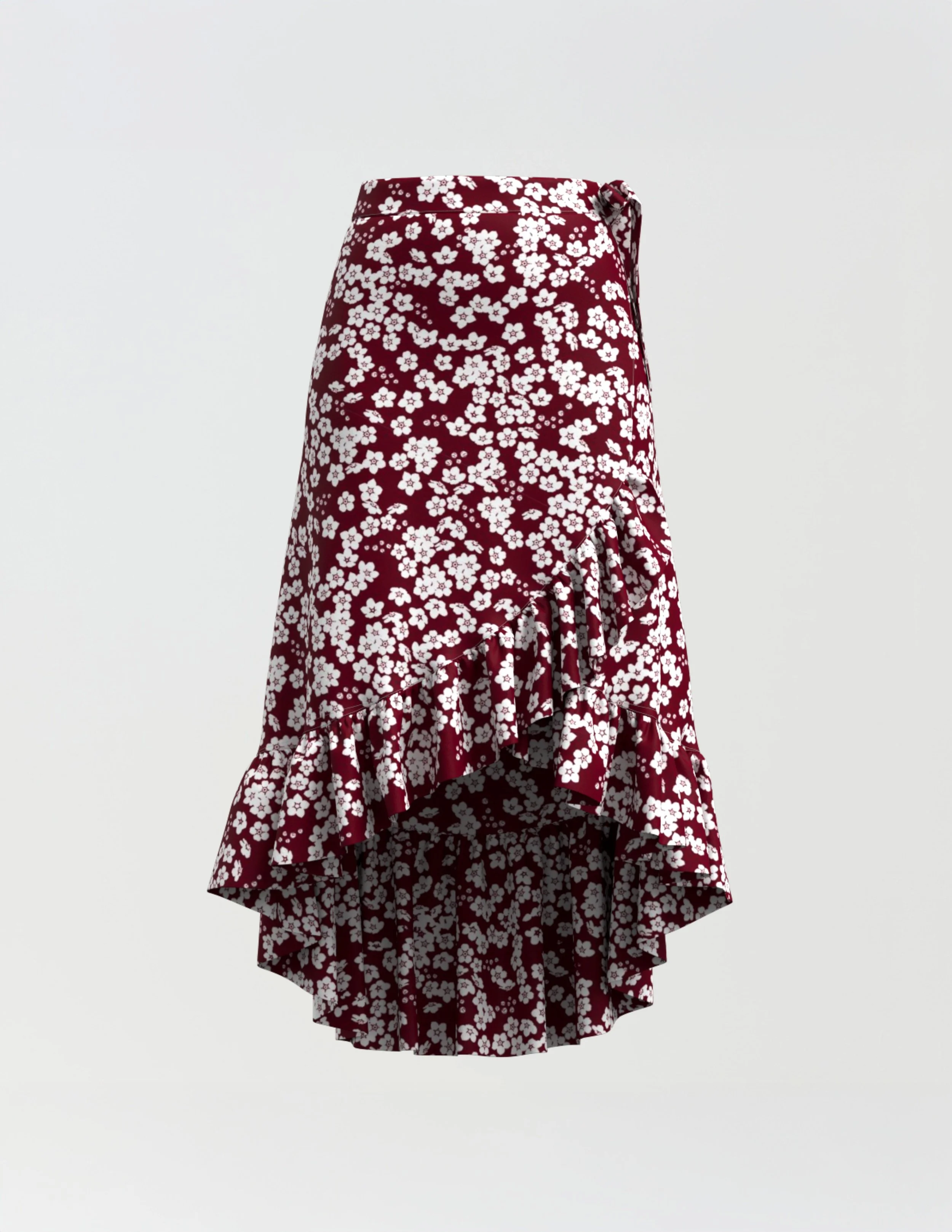 Forget-Me-Not Wrap Skirt — Red Wine