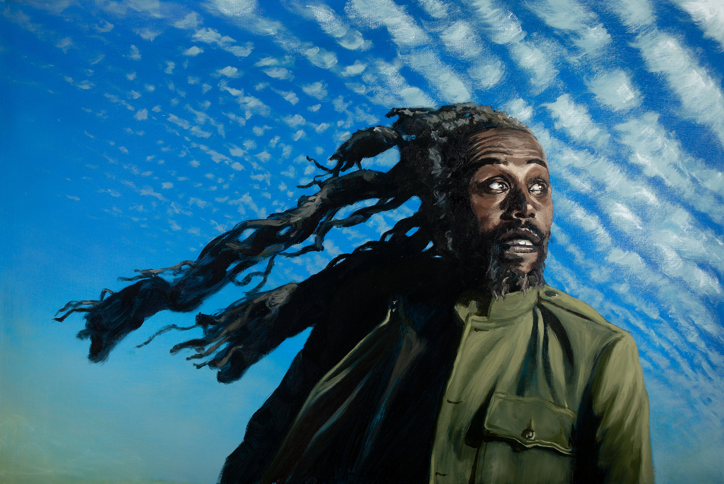 EXT. MOUNTAIN HILLSIDE - DAY

Yrrah, sweaty from the climb, crests the hill. He stops and stares skyward as a red-tailed hawk surfs a thermal above him.

ANGLE ON YRRAH’S FACE as the hawk’s nebulous shadow form dances across the ground’s irregulariti