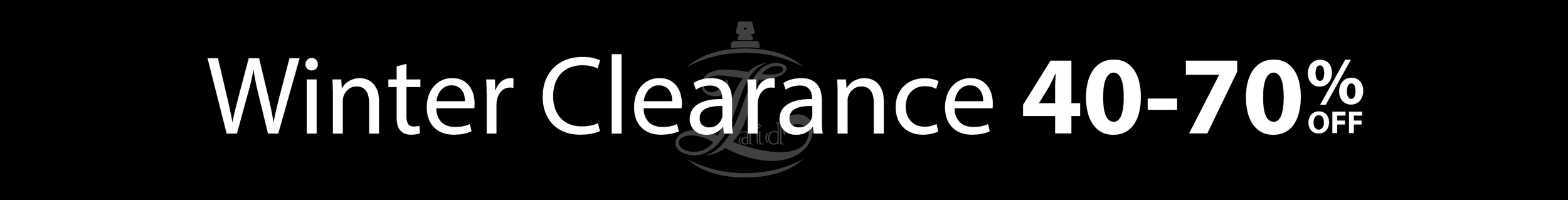 Black banner advertisement for winter clearance sale with 40-70% off in white text.