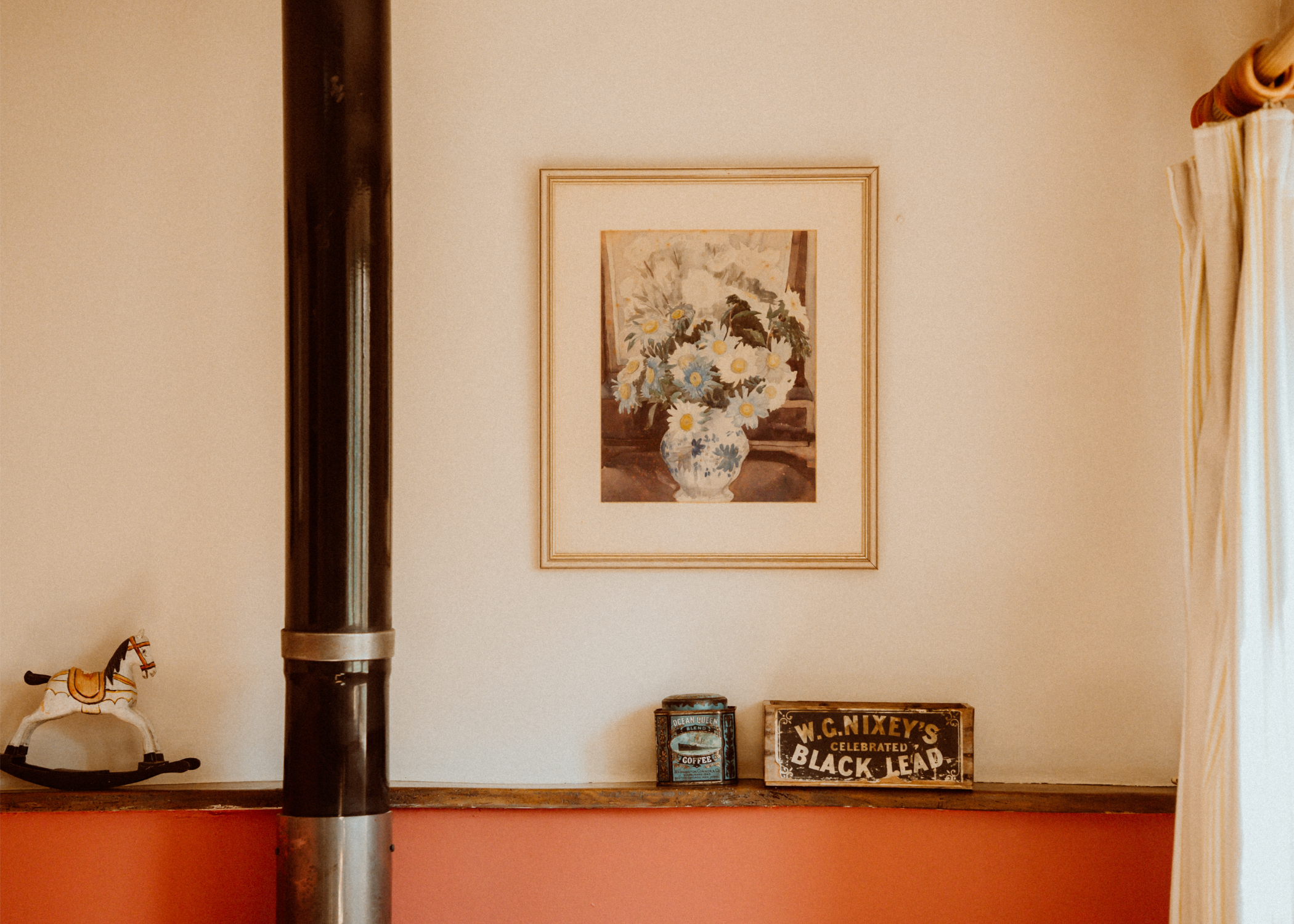Wood burning stove in cottage