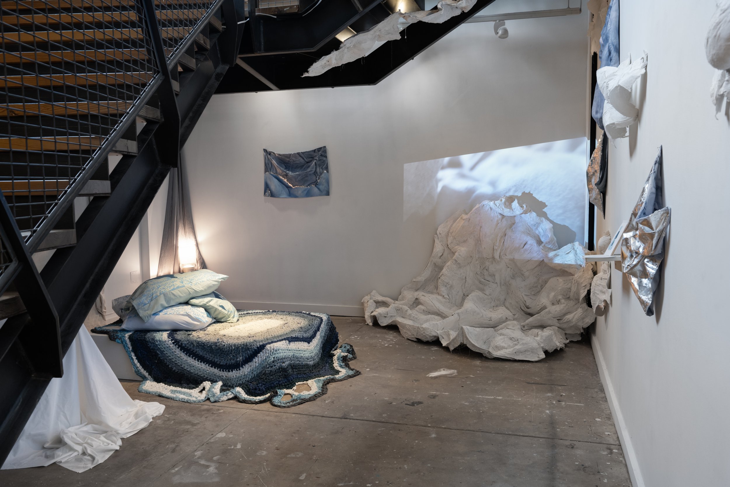 Heaven is a Memory
Installation of fiber art, sculpture, videography, and oil paintings