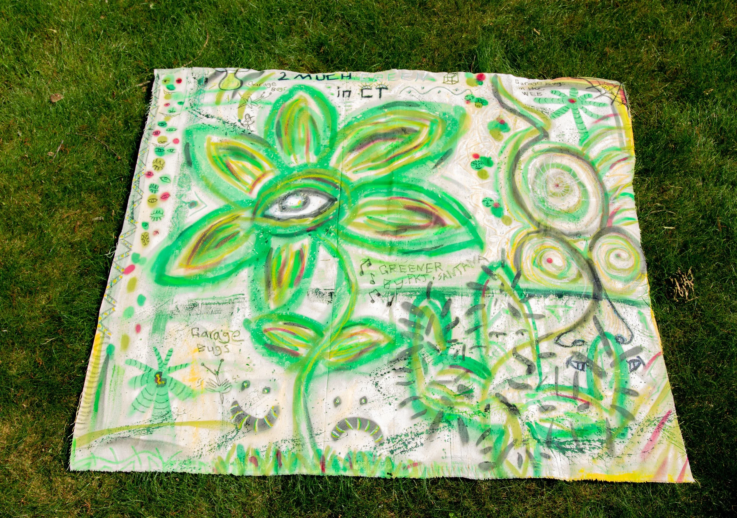 "Too Much Green in CT"
Acrylic paint, oil pastel & spray paint
Dimensions: 6' x 5'
June 2024
