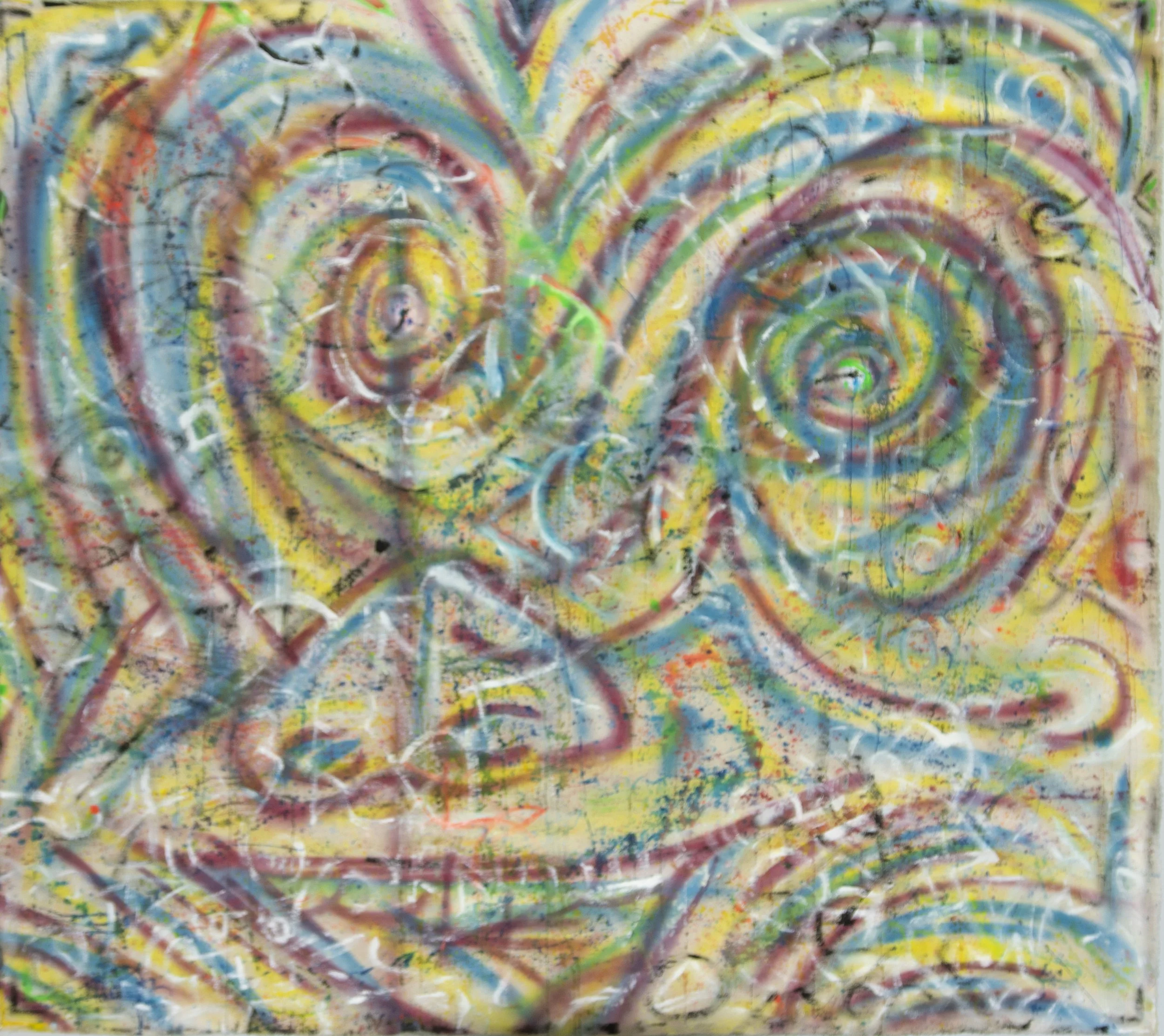 "Transition Face"
Spray paint & acrylic paint
Dimensions: 5' x 4.5'
June 2024