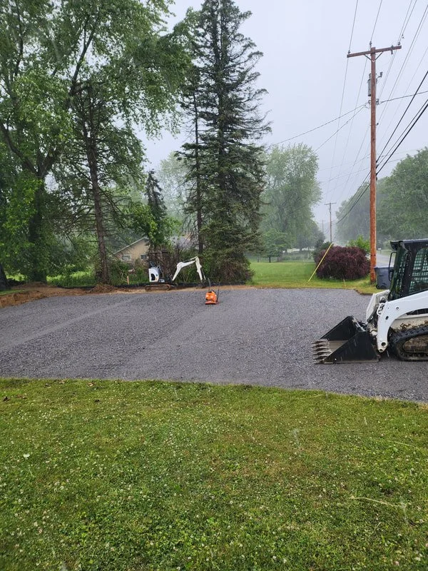 gravel stomped in lot