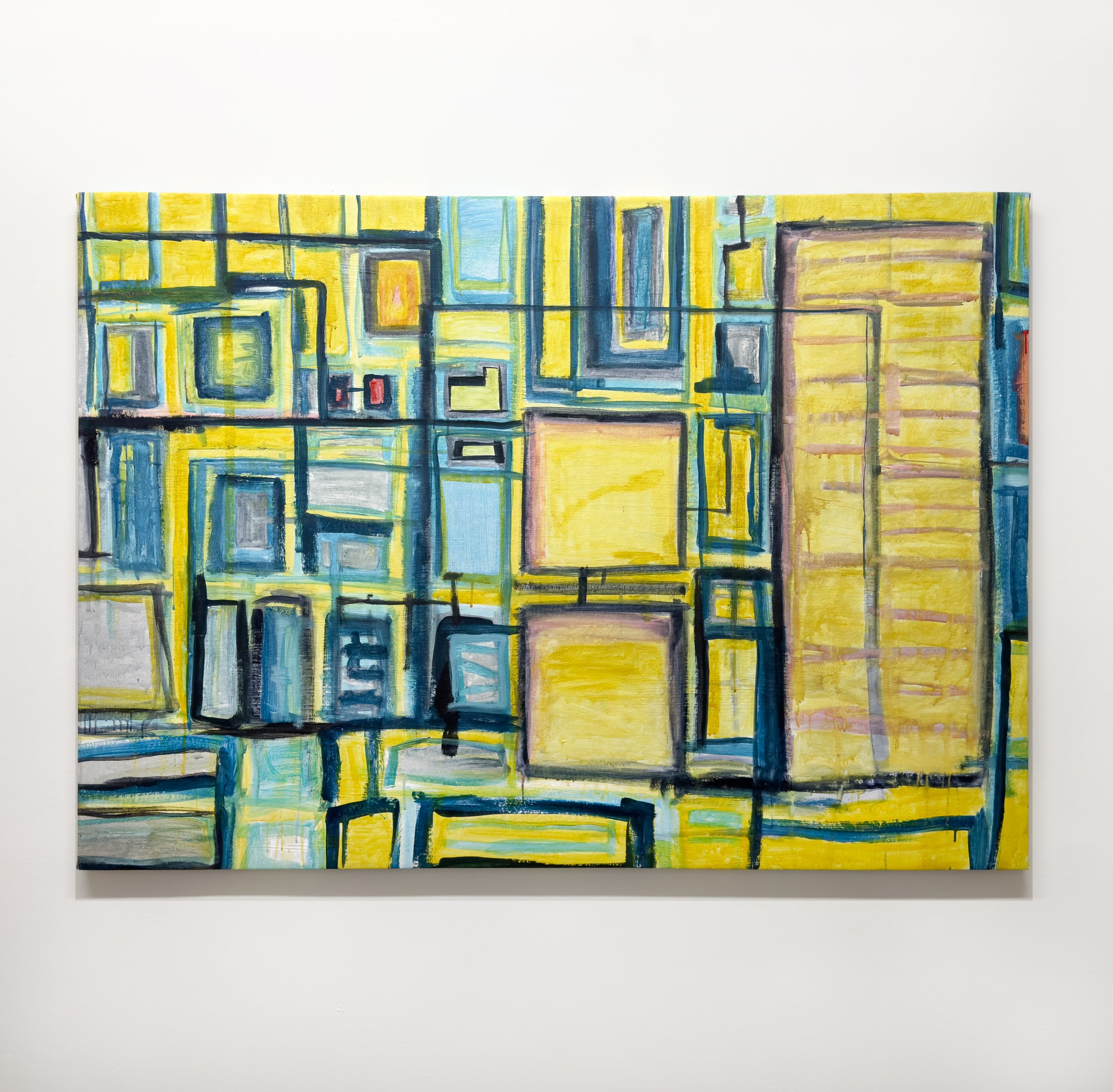 Comp Arch. Acrylic, watercolor and charcoal on canvas, 68" × 48" (172.72 × 121.92 cm)