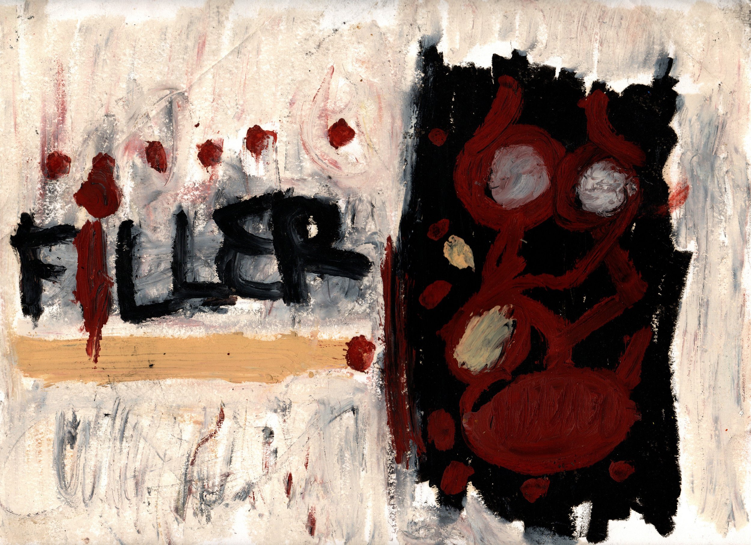 Filler. Oil stick on paper, 12" × 9" (30.48 × 22.86 cm)