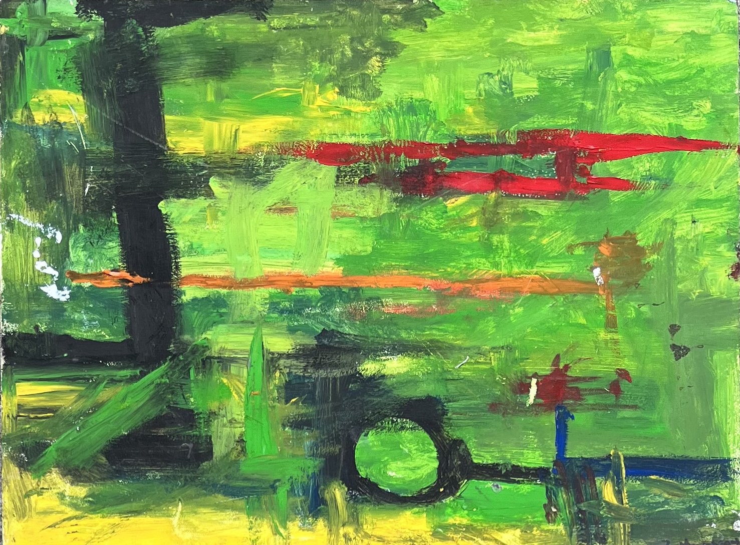 Untitled (Green). Oil stick on masonite, 12" × 9" (30.48 × 22.86 cm)