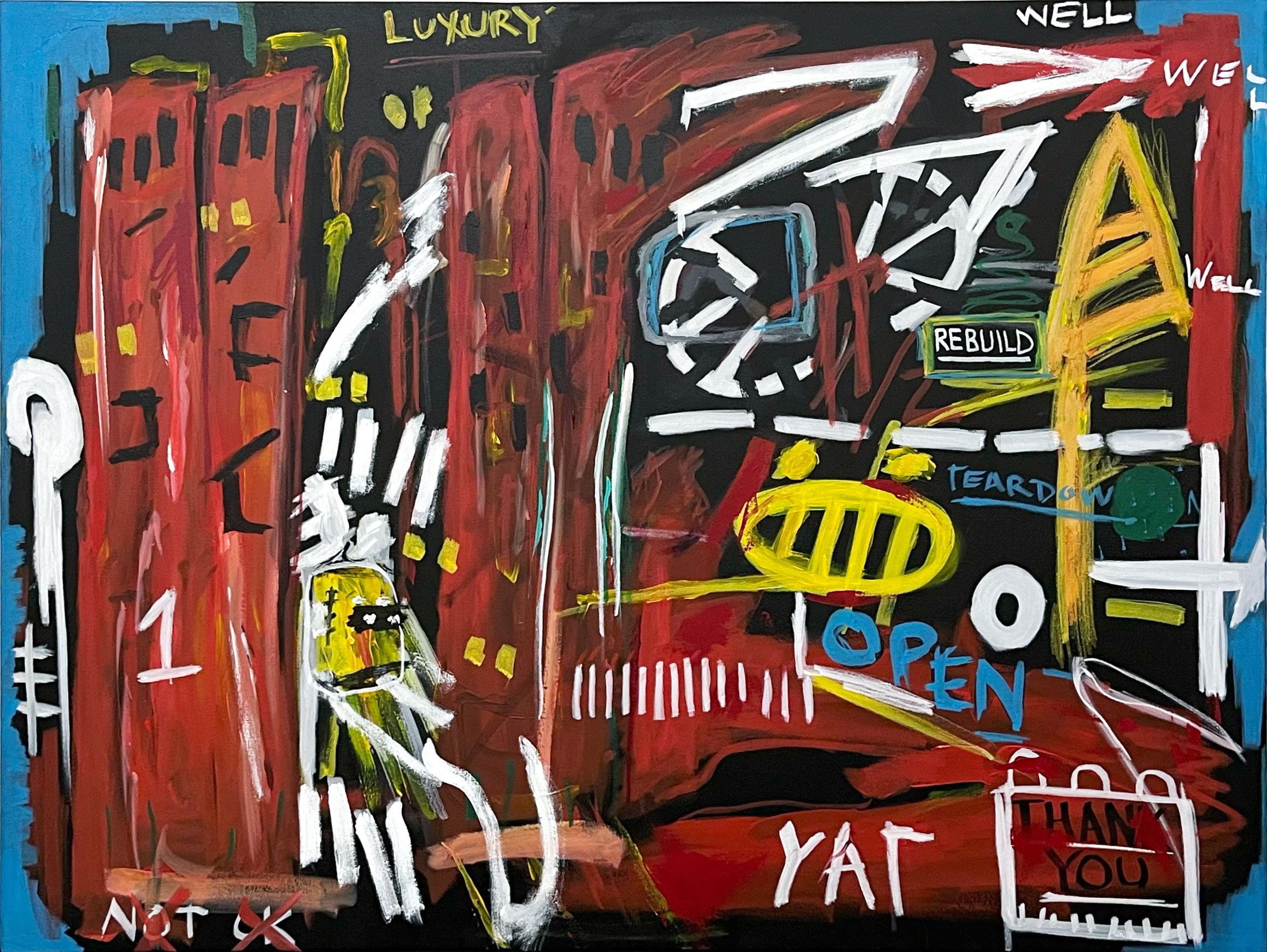A History of Traffic Violence. Acrylic on canvas, 48" × 36" (121.92 × 91.44 cm)