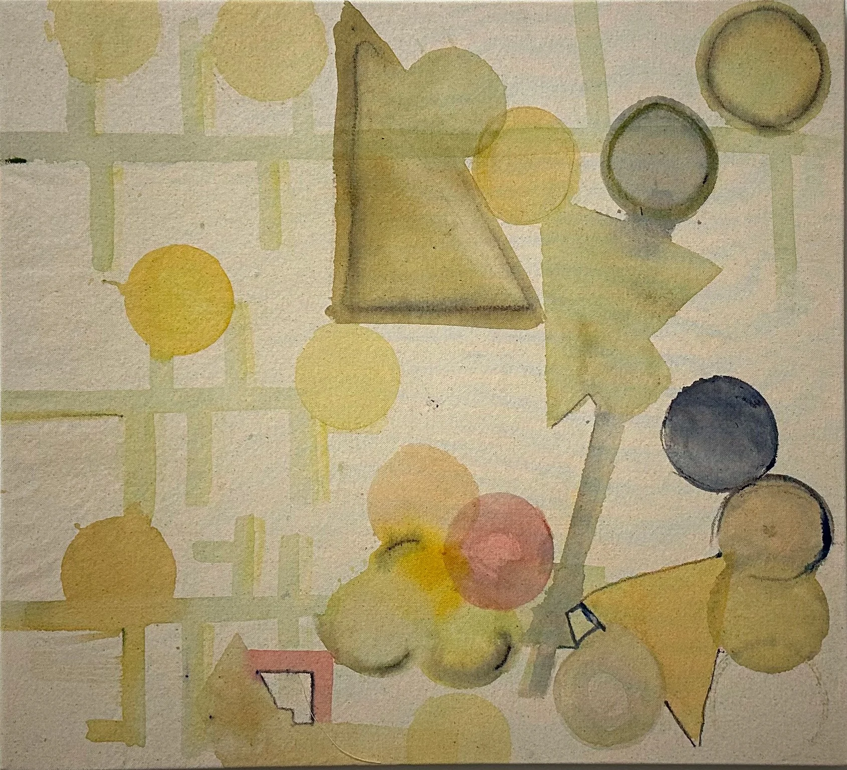 Geometric. Watercolor on canvas, 23" × 21"