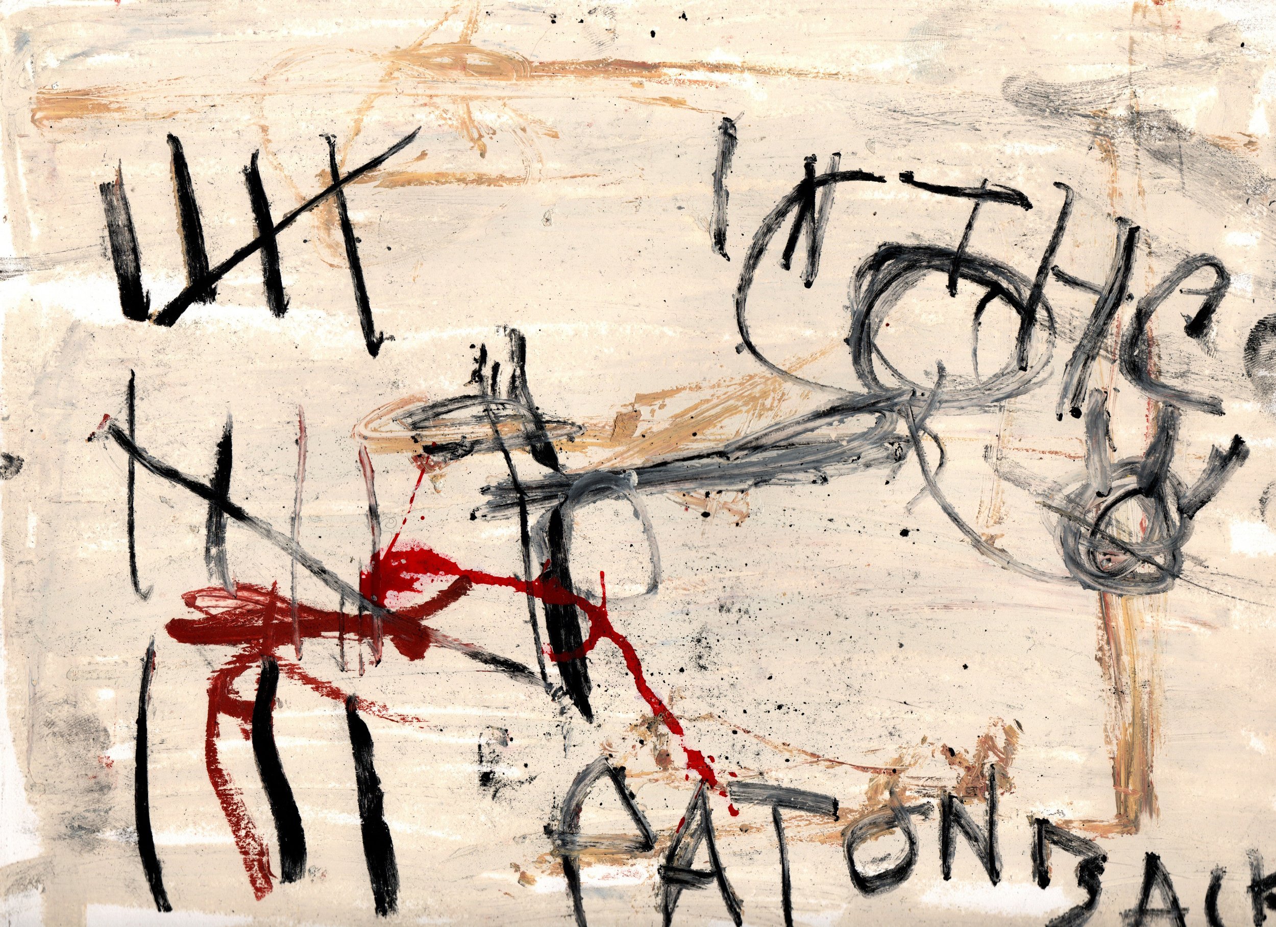 Pat on Back. Oil stick on paper, 12" × 9" (30.48 × 22.86 cm)