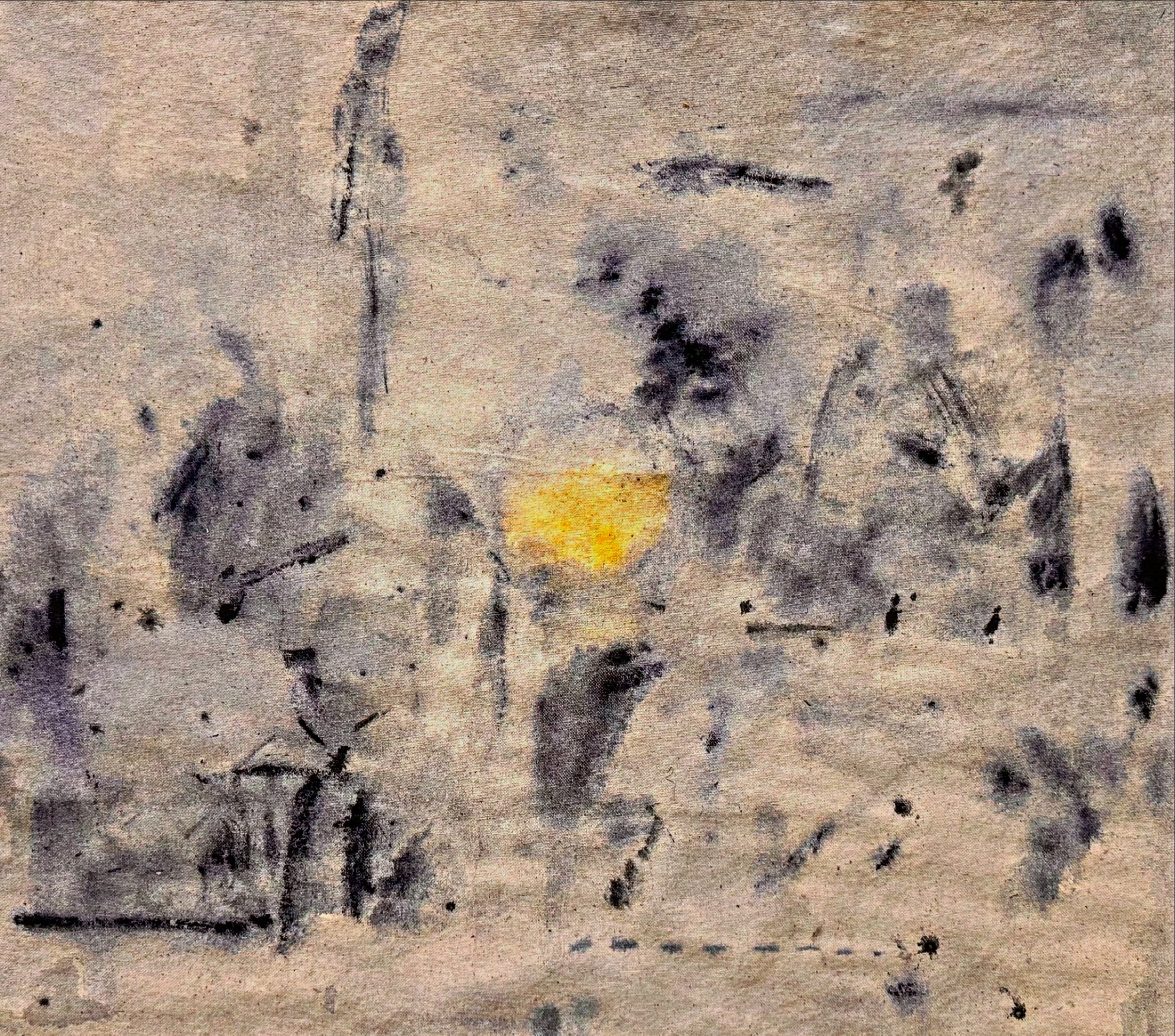 Beach Walk, Watercolor on Canvas