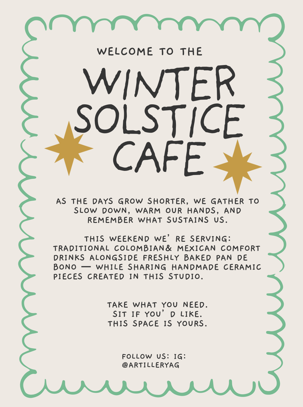 Winter Solstice Invitation || San Francisco Pottery Studio