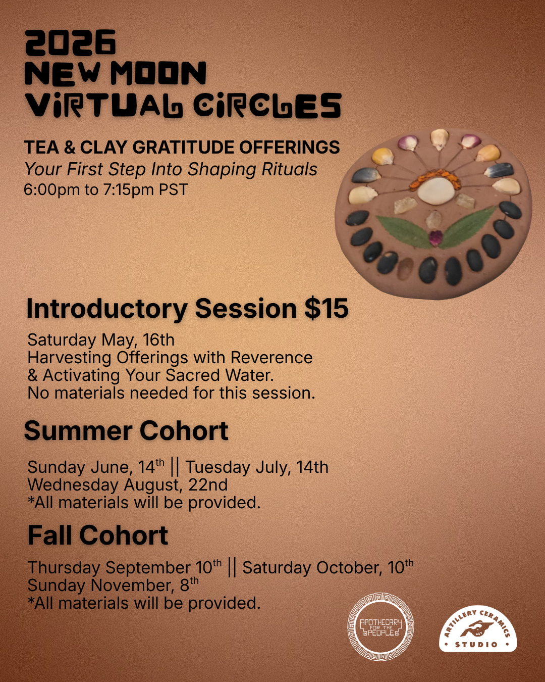 New Moon Circles: Herbal Tea and Clay Gratitude Offerings 