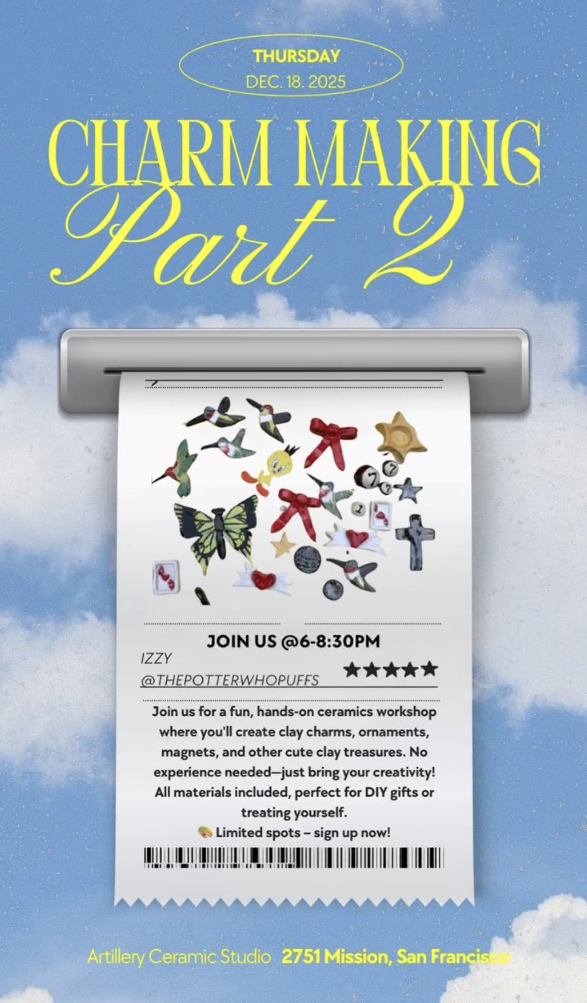 CERAMIC CHARM MAKING CLASS