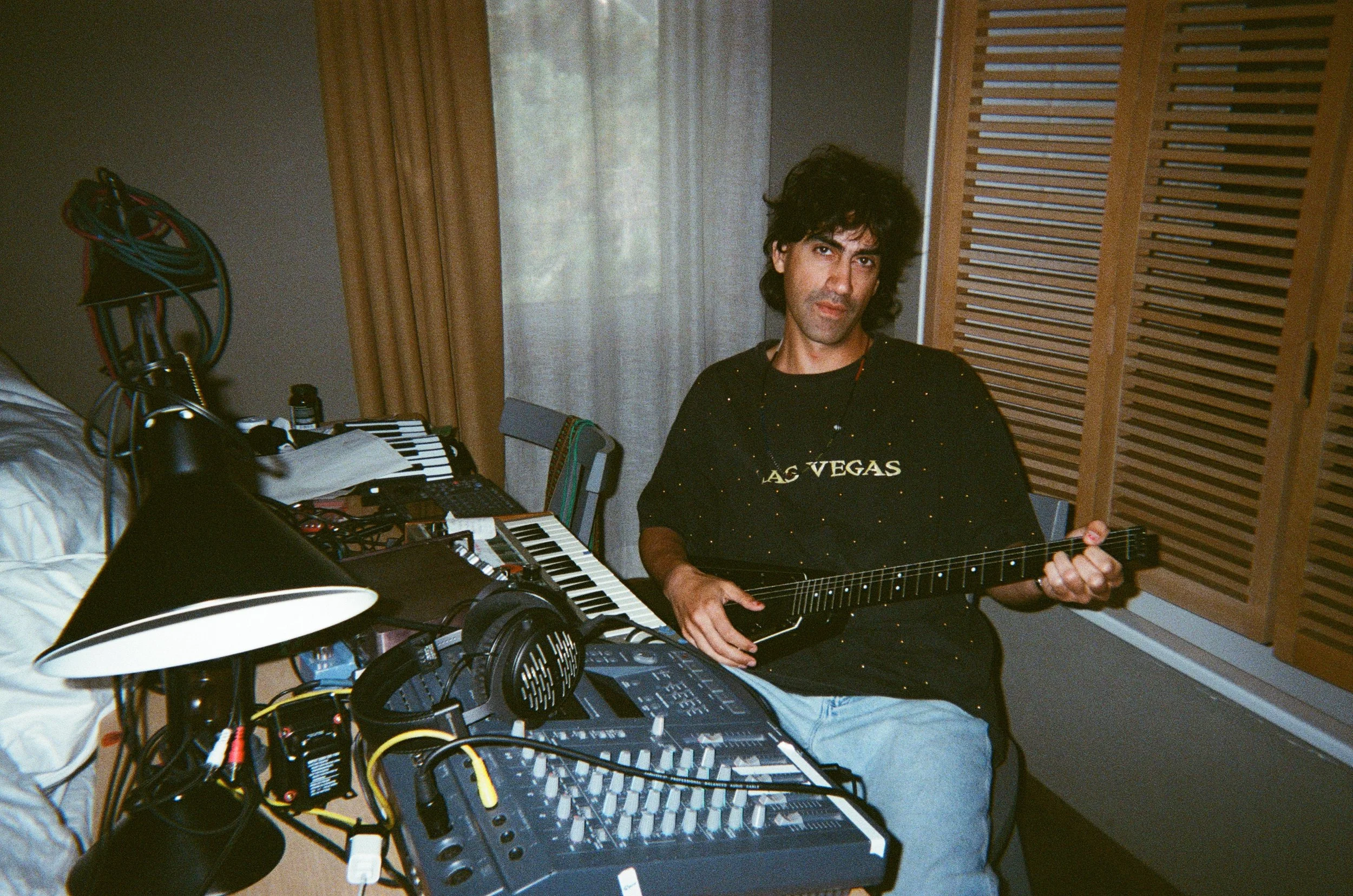 Pedrum in hotel room in Cervo, Zermatt during PAINT recording residency 