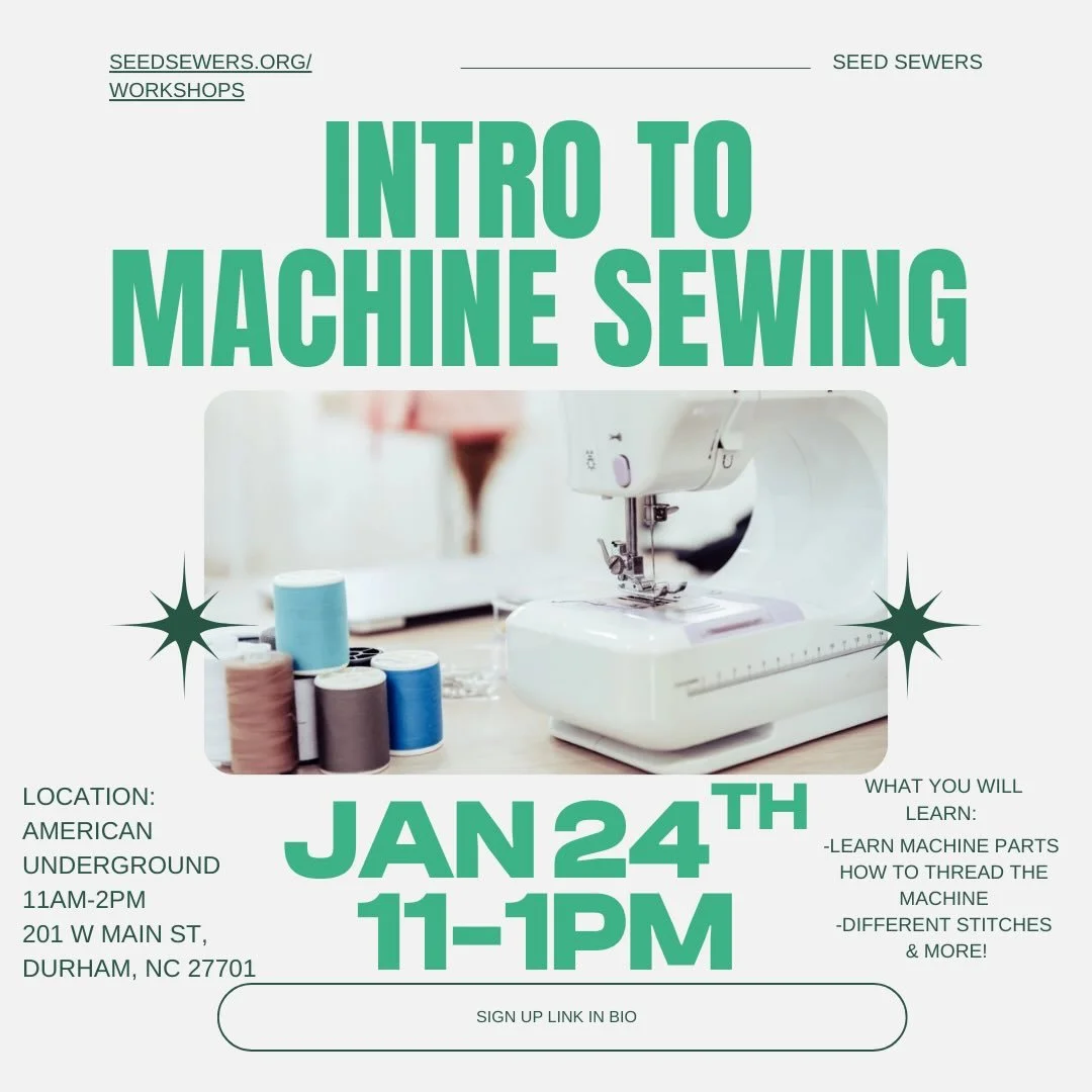 NEW YEAR! NEW SKILL!!!!!! 

🧵✨ I&rsquo;m back teaching Intro to Machine Sewing on January 24th at American Tobacco Campus in Durham!

This beginner-friendly class is perfect if you&rsquo;ve been wanting to learn how to use a sewing machine with conf