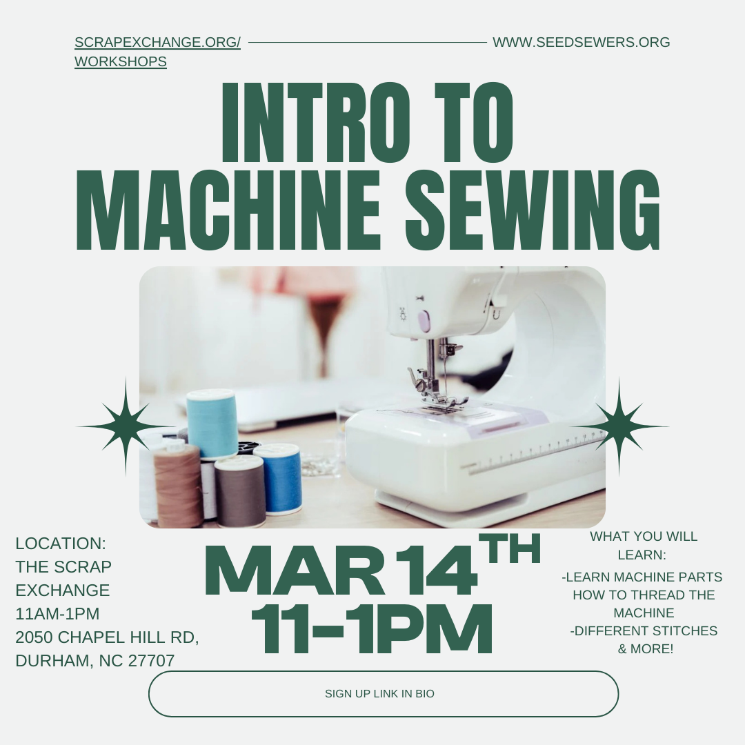 “Introduction to machine sewing” at Scrap Exchange 