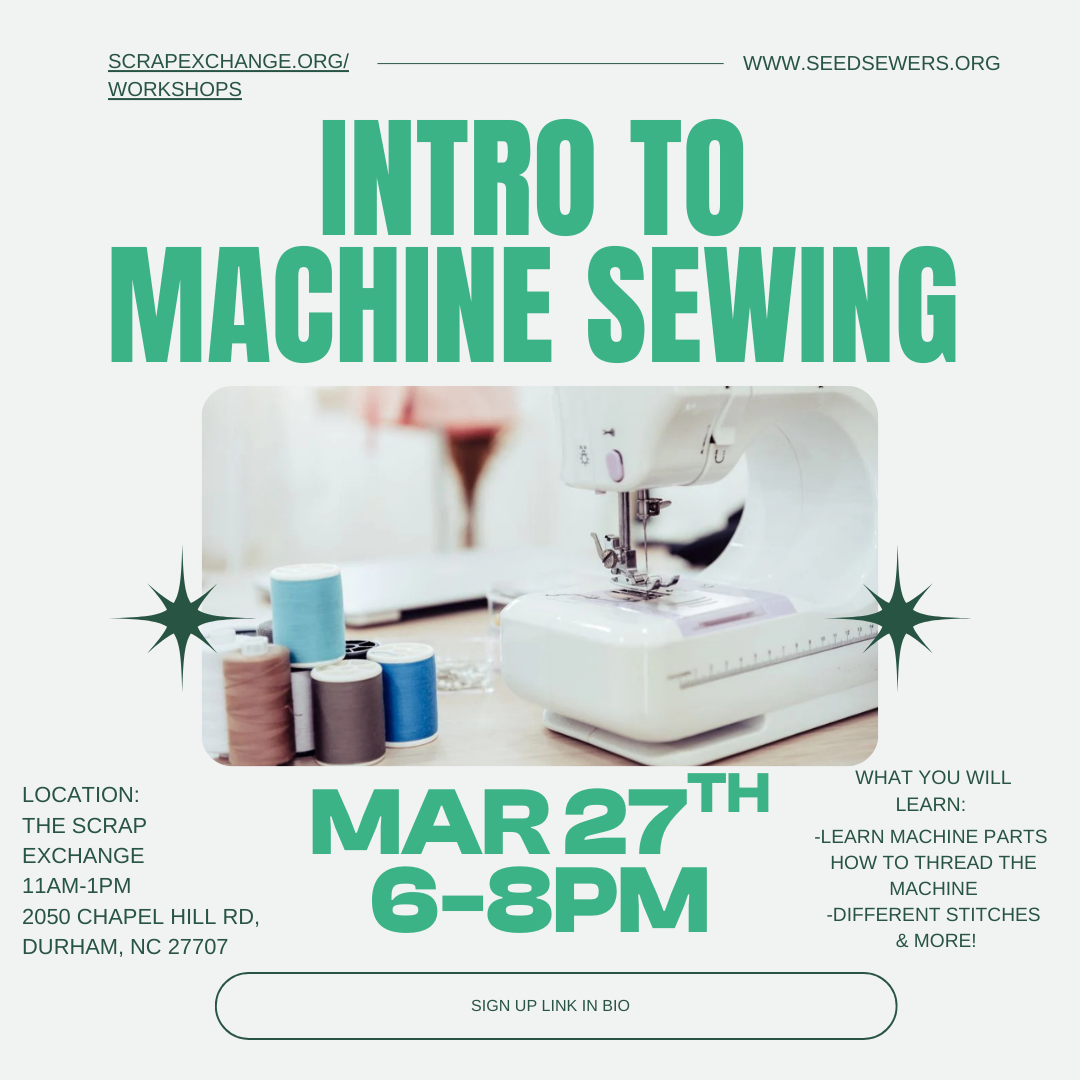 “Introduction to machine sewing” at Scrap Exchange 