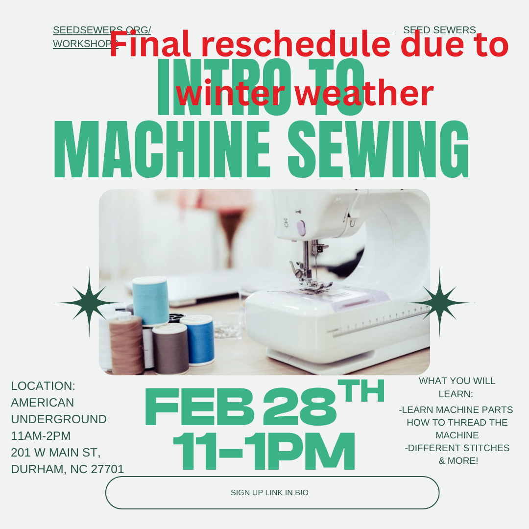 Jan reschedule “Introduction to machine sewing” at American Underground