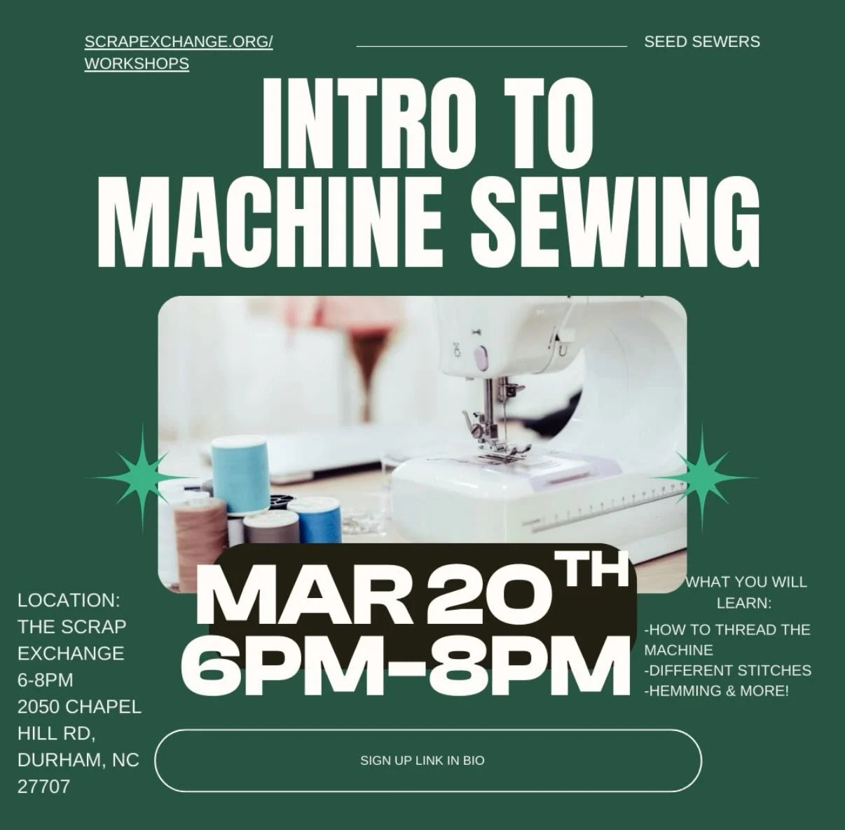 🚨 BONUS CLASS ALERT 🚨

Intro to Machine Sewing is BACK at The Scrap Exchange by popular demand! 🧵✨

If you&rsquo;ve been waiting for a seat&hellip; this is it. i have added an extra class to the month of March. 

Beginner-friendly. Hands-on. Confi