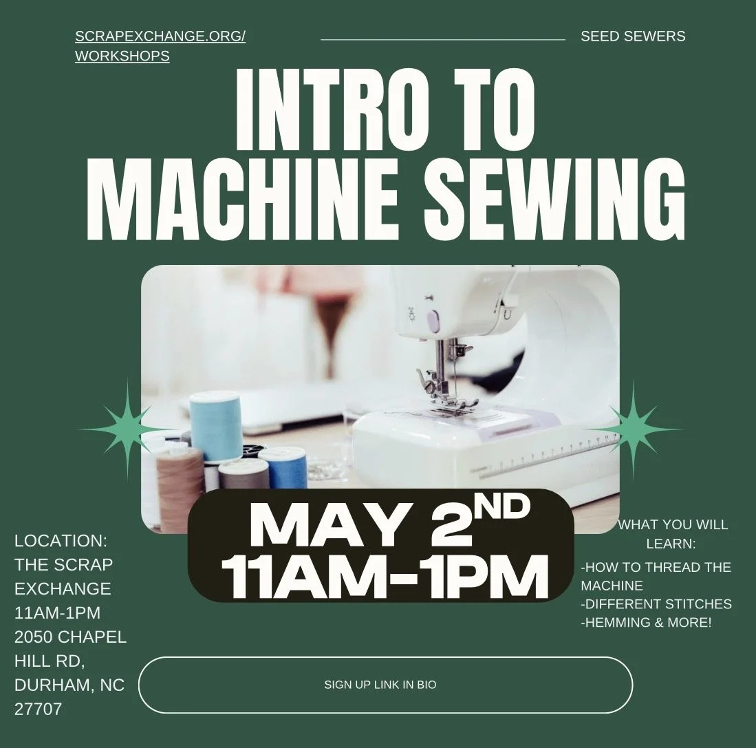 “Introduction to machine sewing” at Scrap Exchange 