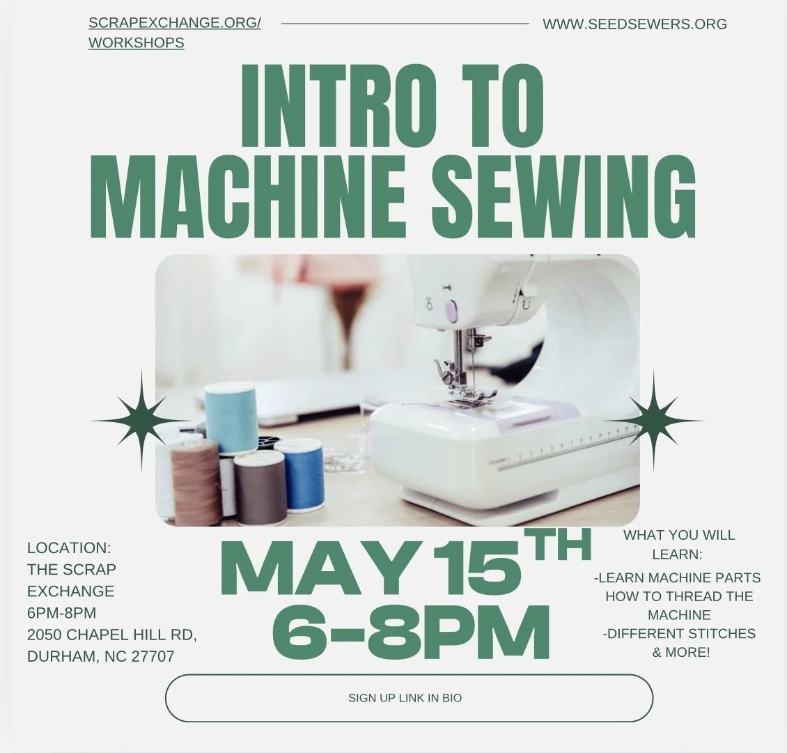 “Introduction to machine sewing” at Scrap Exchange 