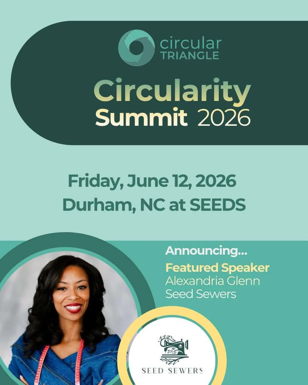 I&rsquo;m honored to be speaking this Friday at the Circularity Summit 2026 in Durham, NC! 🌎🧵

I&rsquo;ll be sharing the story behind Seed Sewers and how teaching repair and sewing skills can create a more sustainable future while building confiden